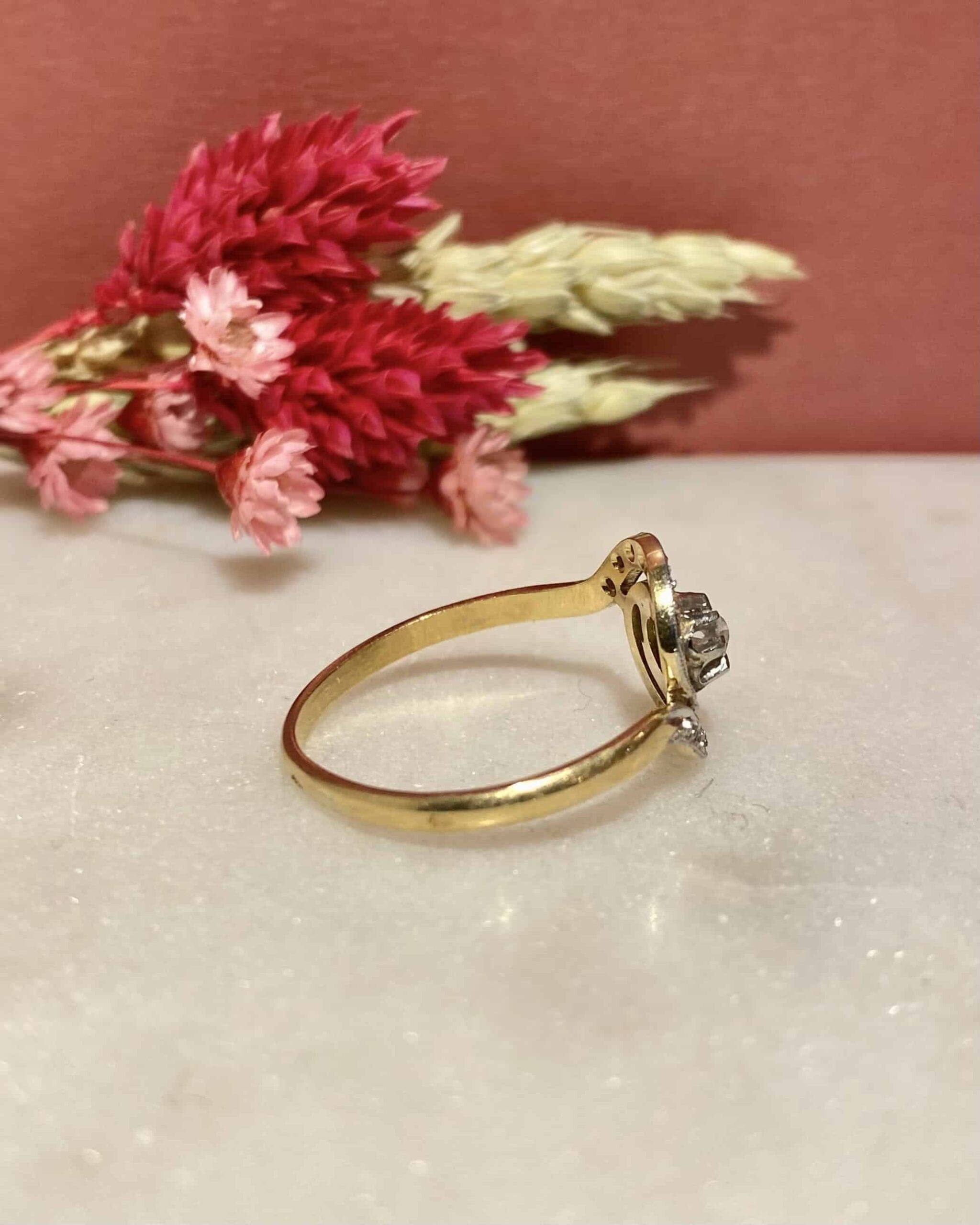 Art Deco 11 Diamond Tourbillon Ring "Tina"