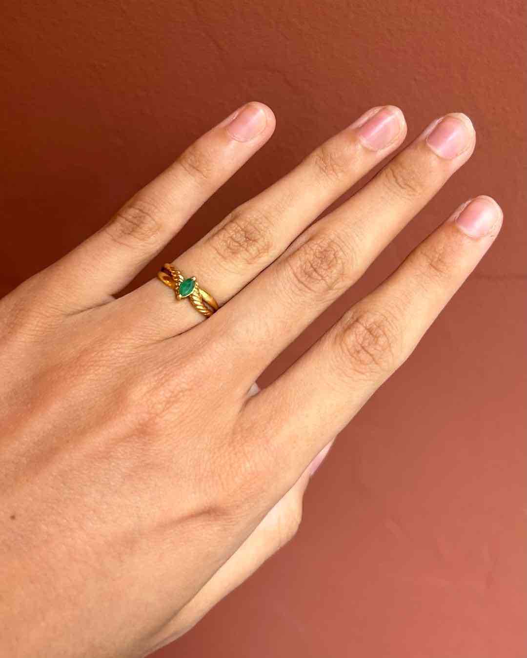"Silvia" Emerald Tourbillon Ring