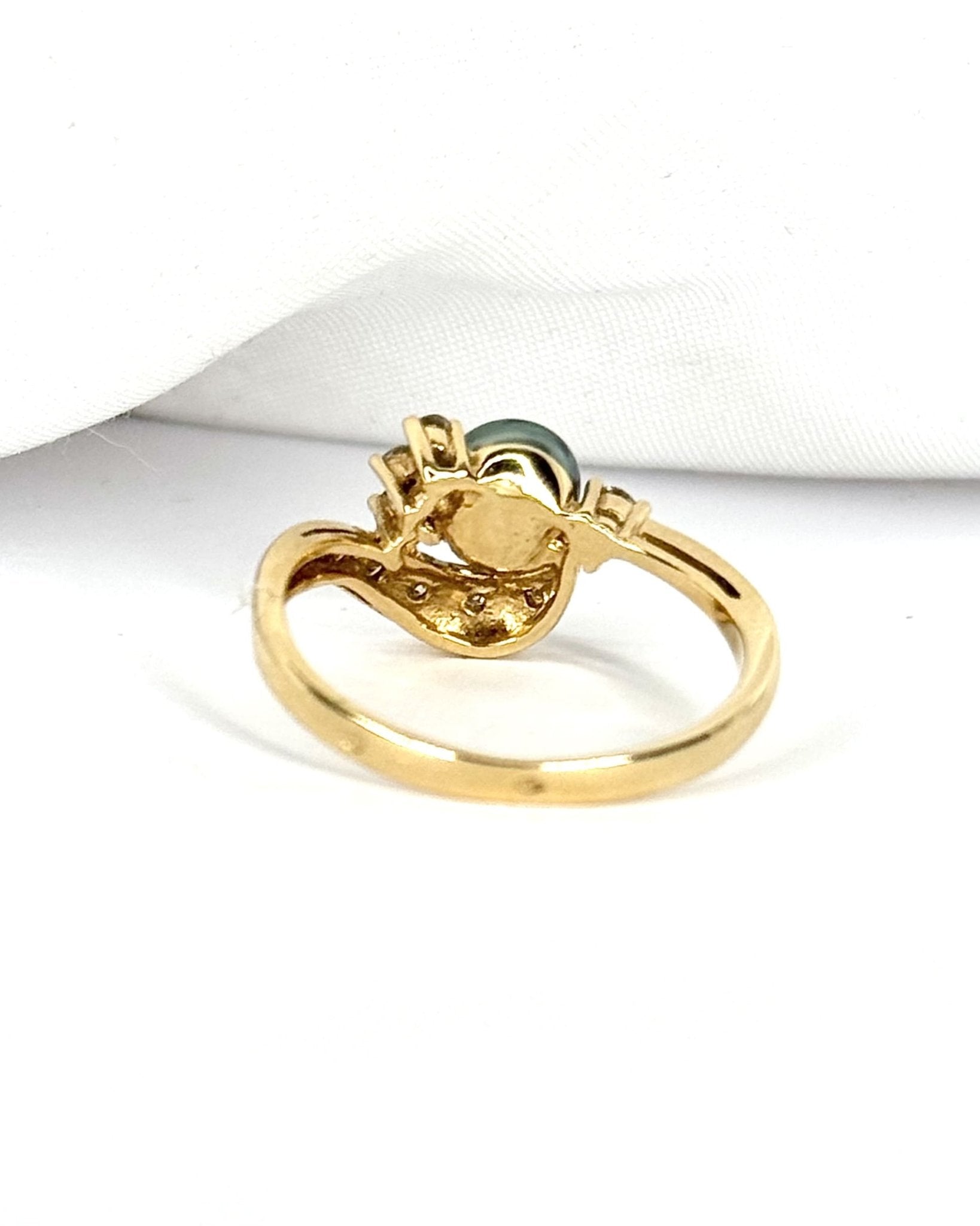 Bague Tourbillon Perle Tahitienne & Diamants "Hina" - Elliade Paris
