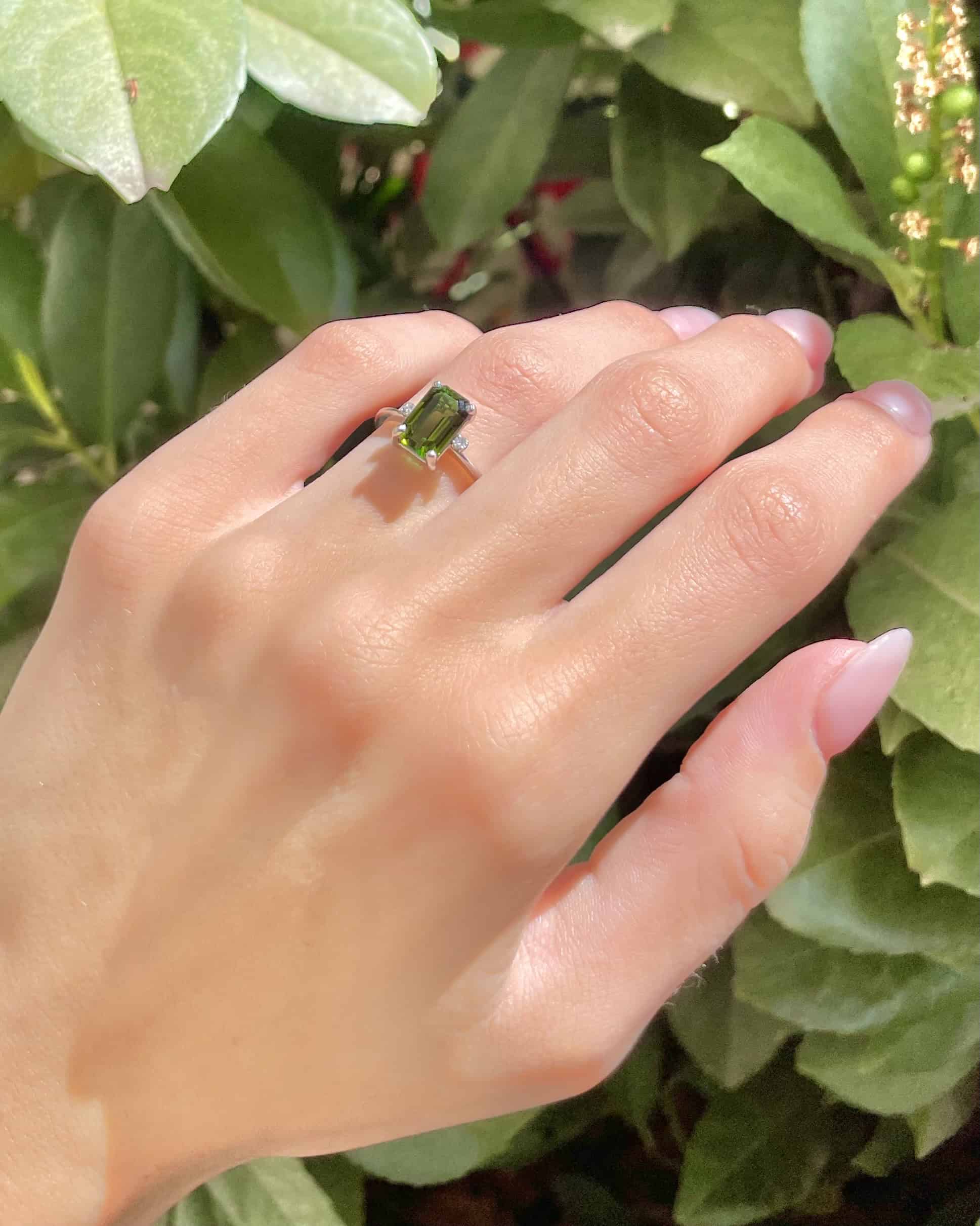 Bague Trilogie Tourmaline 3 carats & Diamants "Layla"