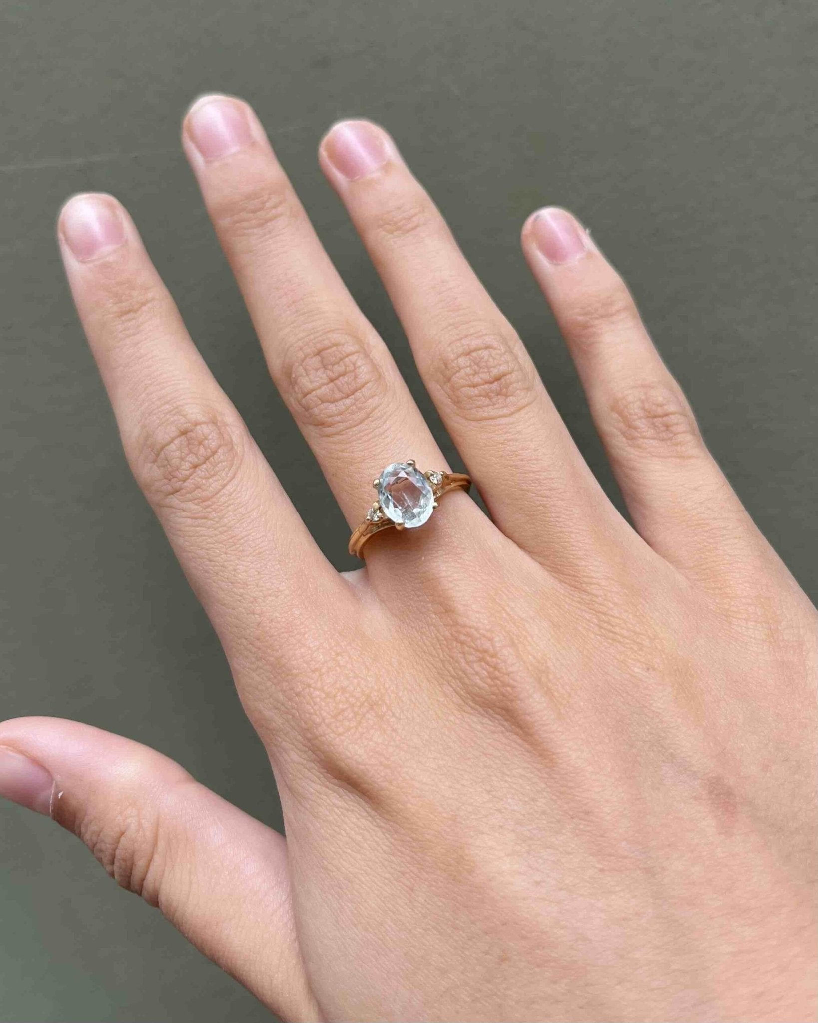 Bague trilogie Aigue - marine 1 carat & diamants "Rita" - Elliade Paris