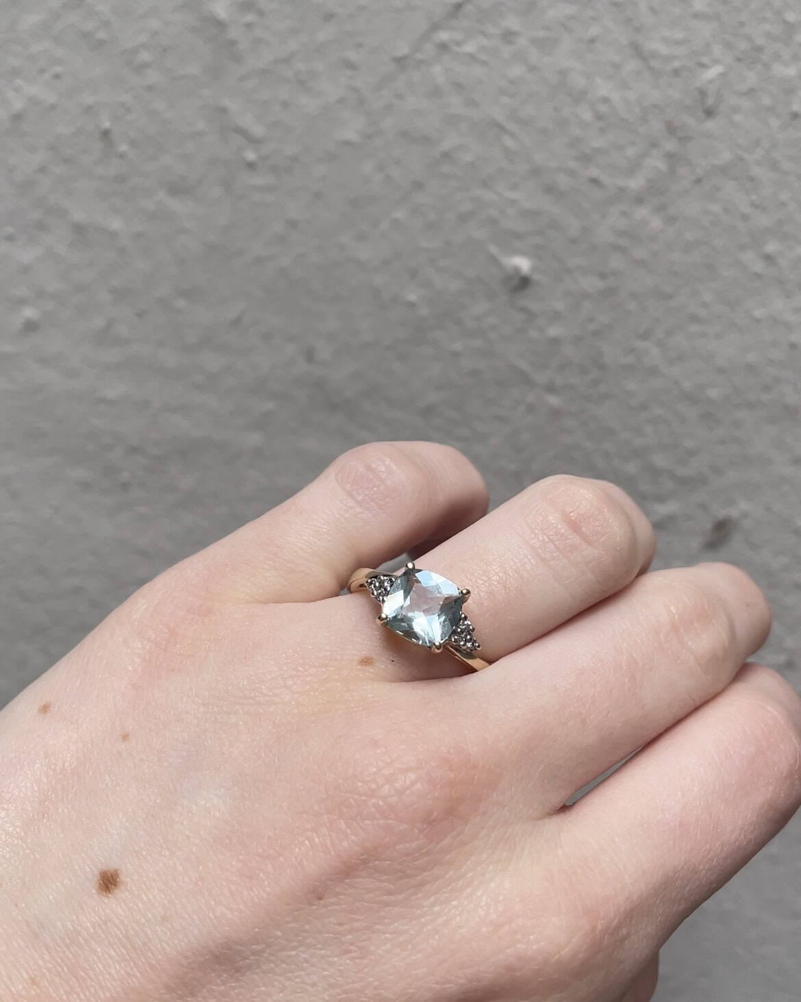 Bague Trilogie Aigue - Marine 1.90 carat & Diamants "Klervi" - Elliade Paris