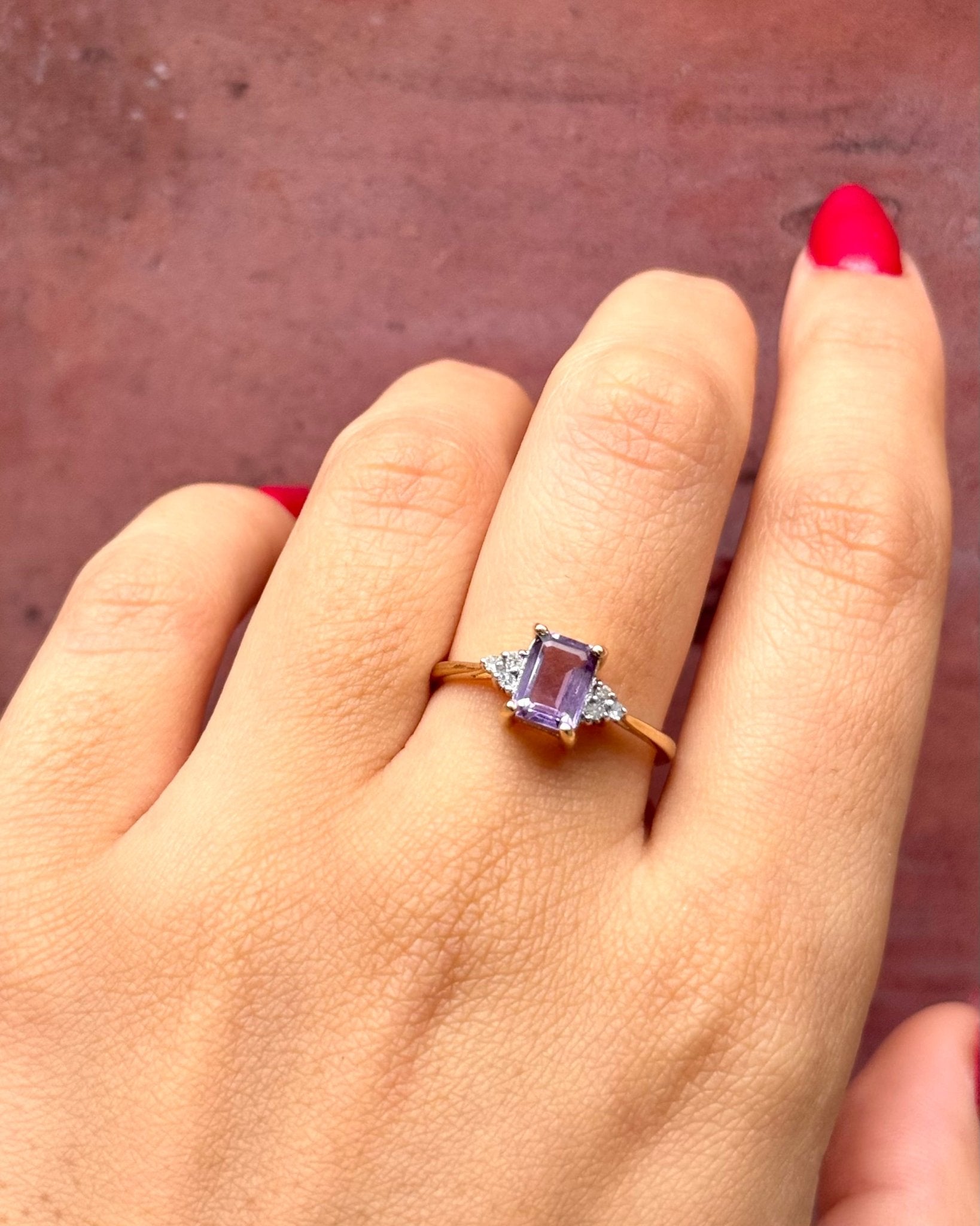 Bague Trilogie Améthyste 0.90 carat & Diamants "Tristane" - Elliade Paris