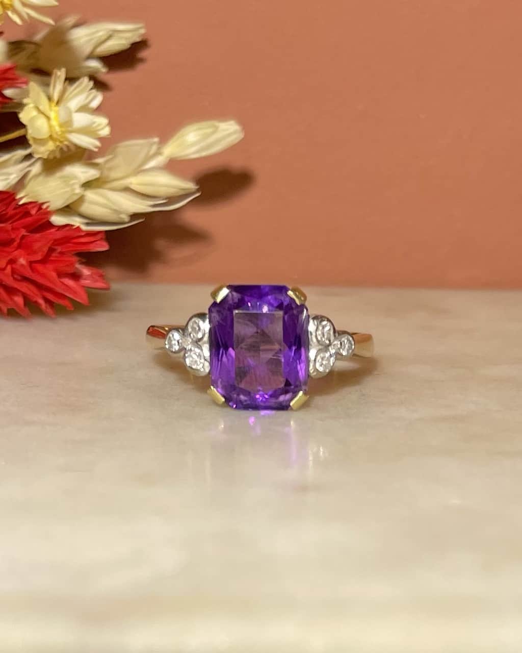 Bague Trilogie Améthyste & Diamants "Lucie" - Elliade Paris