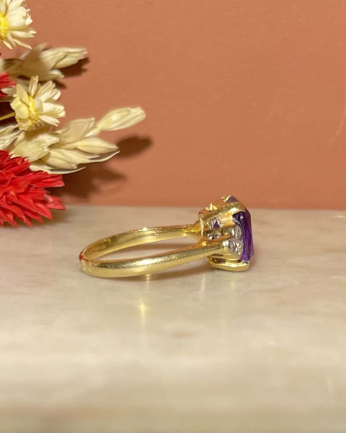 Bague Trilogie Améthyste & Diamants "Lucie" - Elliade Paris