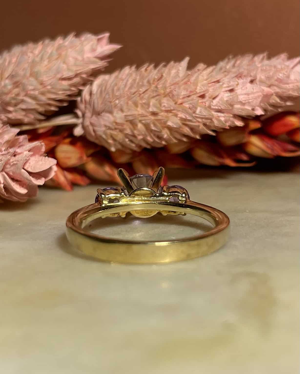 Bague Trilogie Améthyste & Tanzanites "Deya" - Elliade Paris