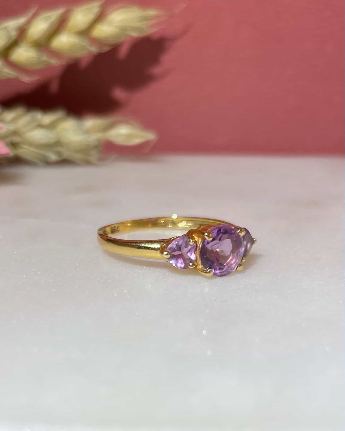 Bague Trilogie Améthystes 1.10 carat "Leyna" - Elliade Paris