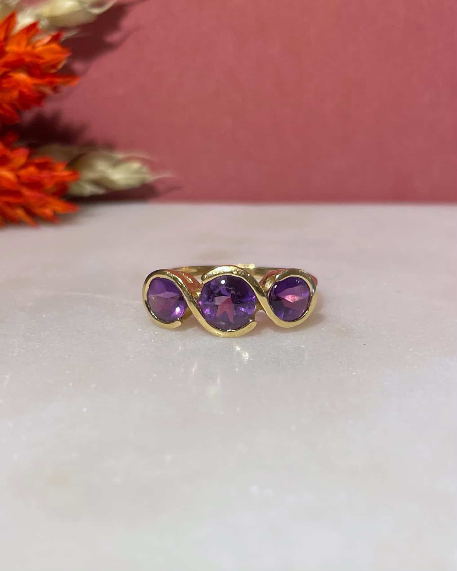 Bague Trilogie Améthystes 1.20 carat "Emnaa" - Elliade Paris