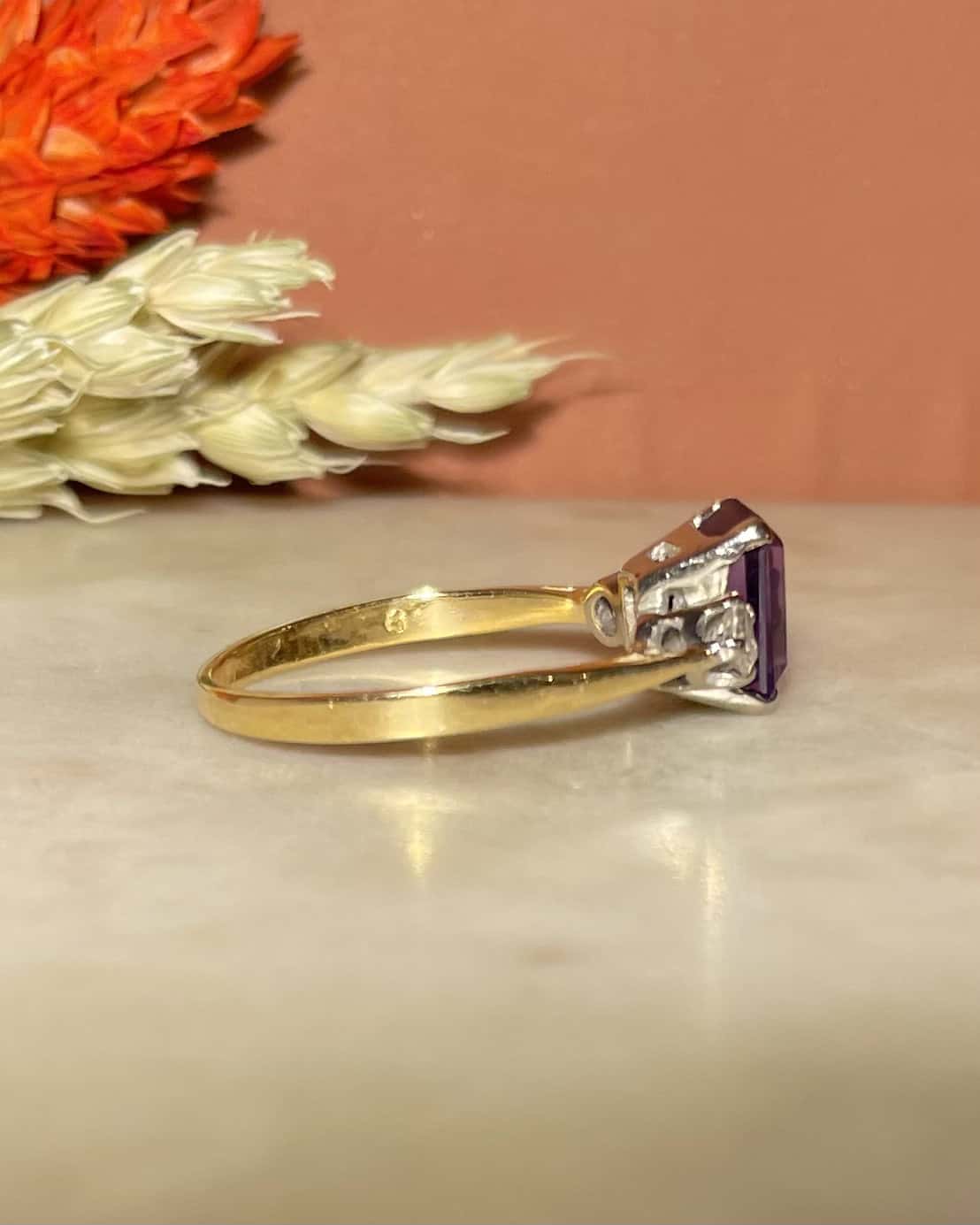 "Jana" 1.30 carat Amethyst & Diamond Trilogy Ring