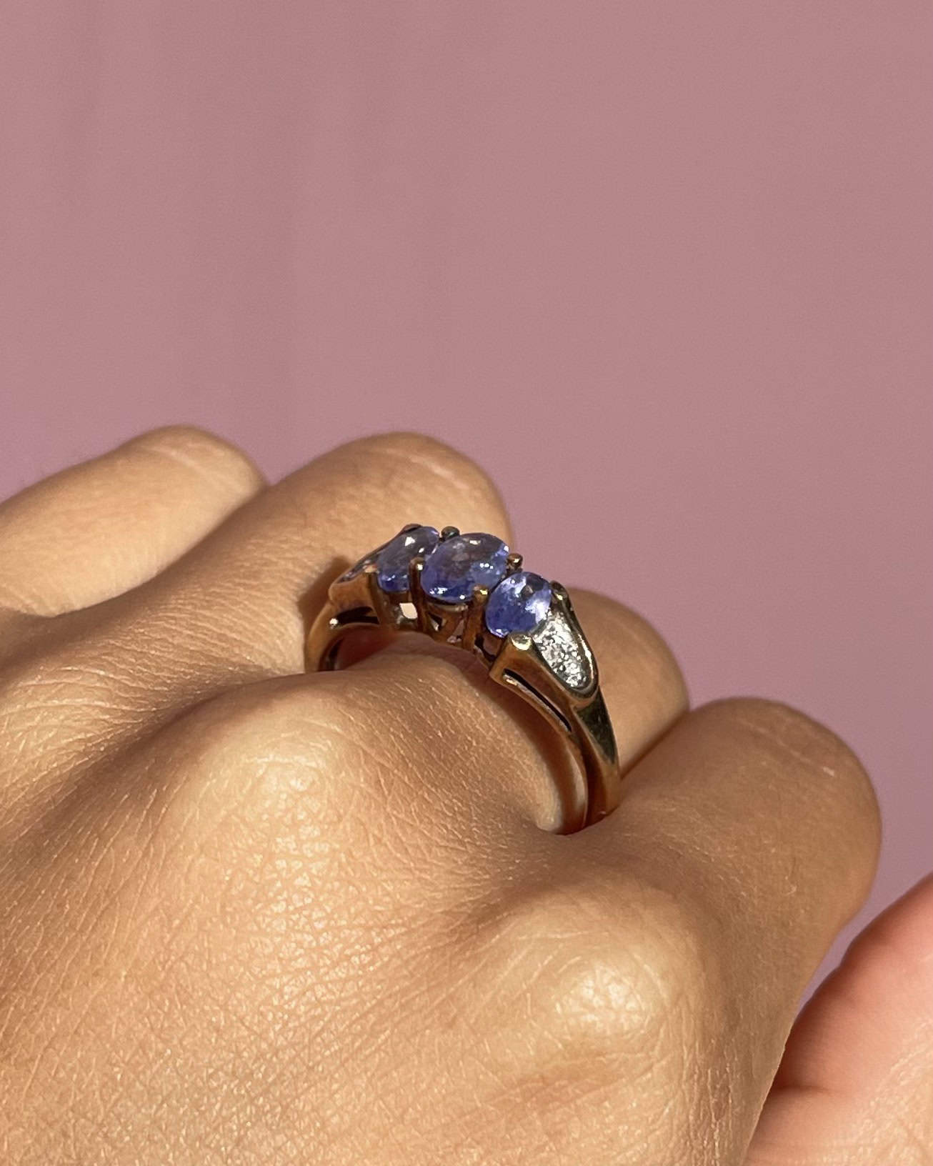 Bague Trilogie Tanzanites 1 carat & Diamants "Tamarra"