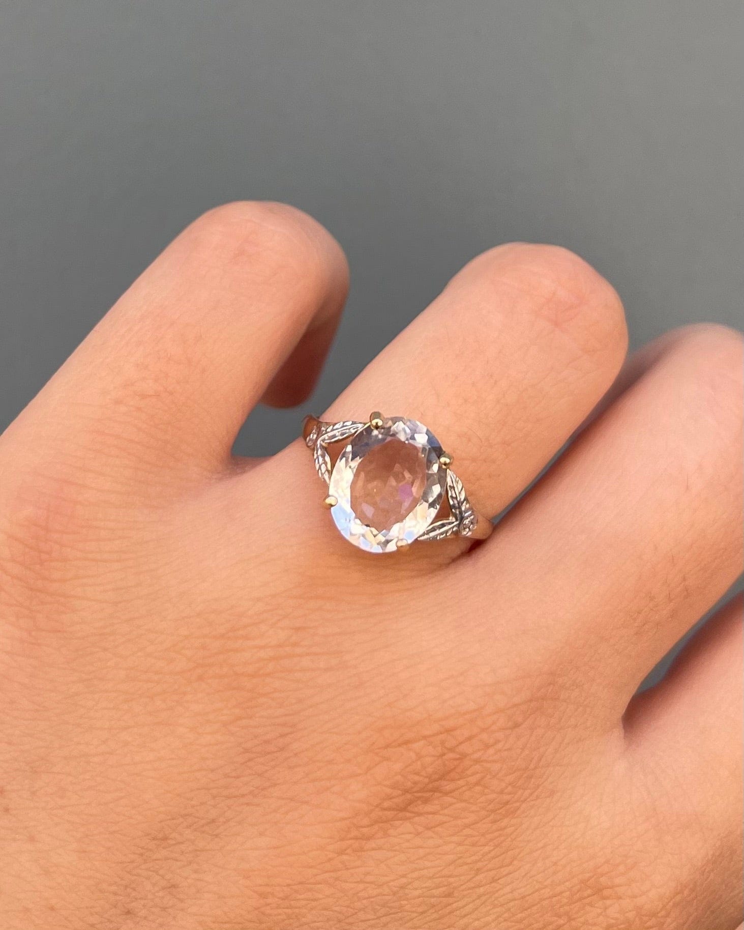 Bague Trilogie Cristal de Roche 2.96 carats & Diamants "Nawel" - Elliade Paris