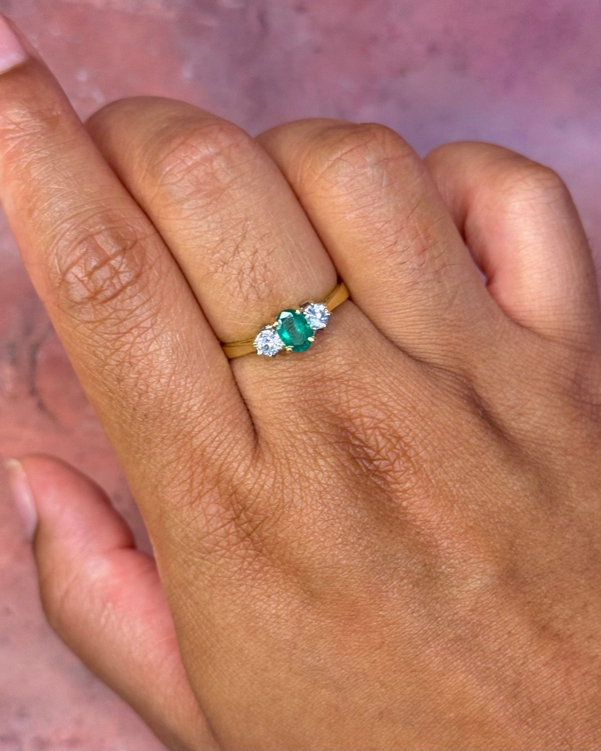 Bague Trilogie Émeraude 0.45 carat & Diamants 0.20 carat "Melissa" - Elliade Paris