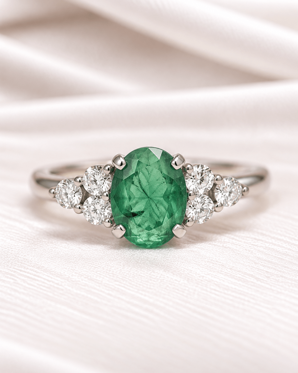 Bague Trilogie Émeraude 1 carat & Diamants "Tristane" - Elliade Paris