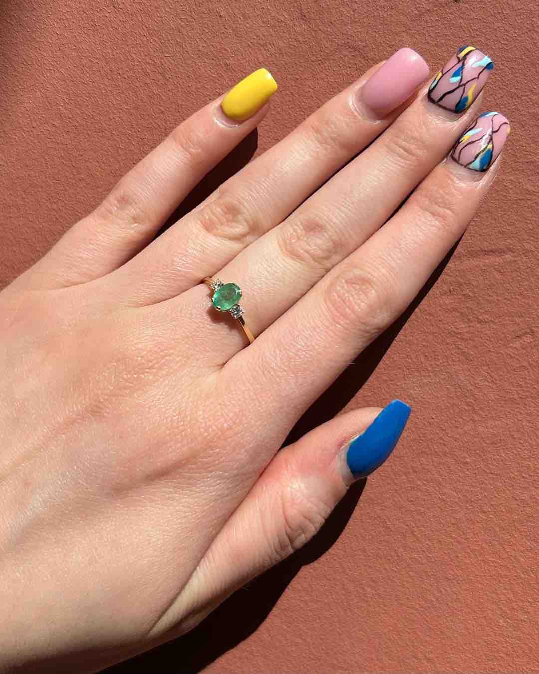 Bague Trilogie Emeraude & Diamants "Gaïa" - Elliade Paris