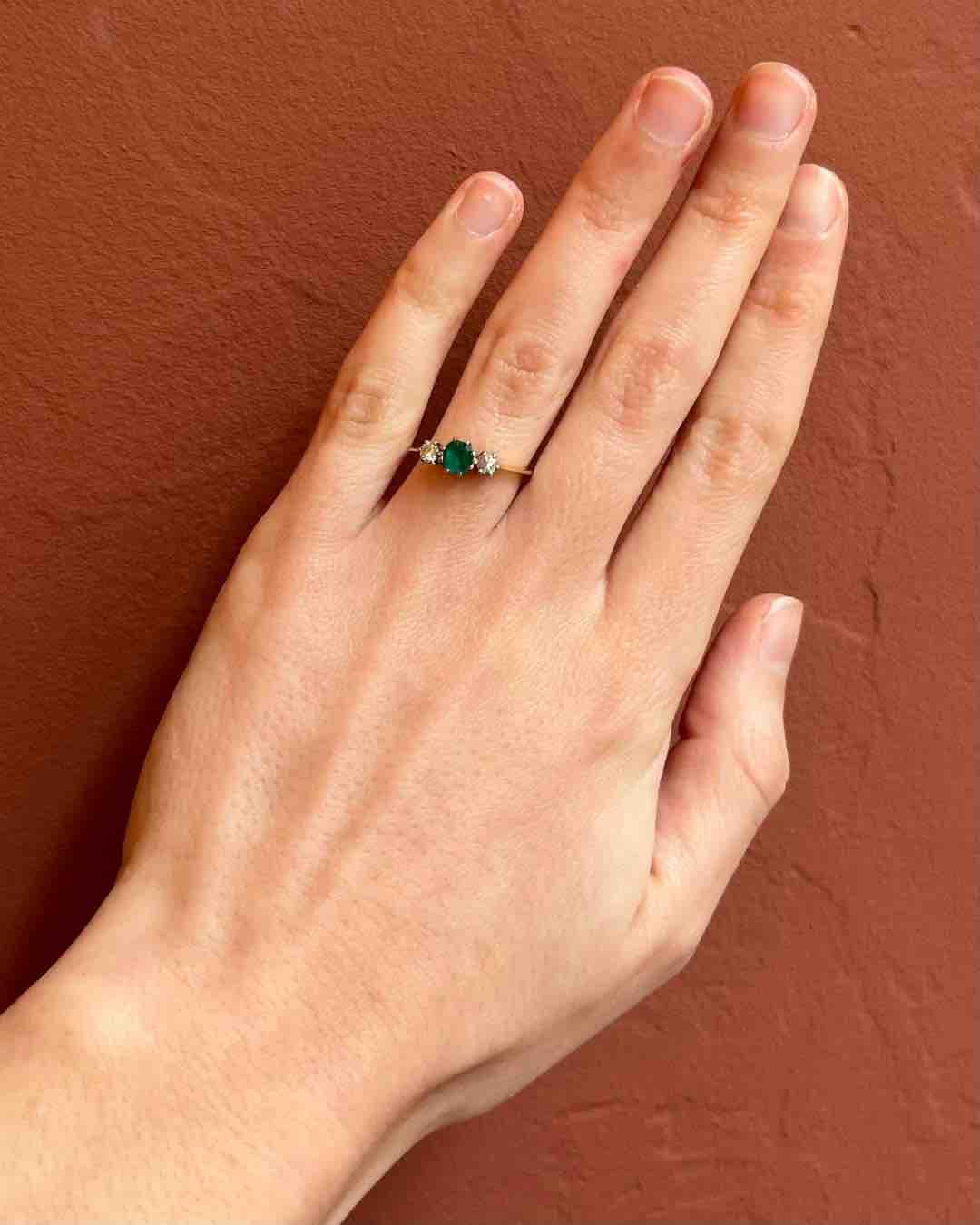 Bague Trilogie Émeraude et Diamants "Chiara" - Elliade Paris