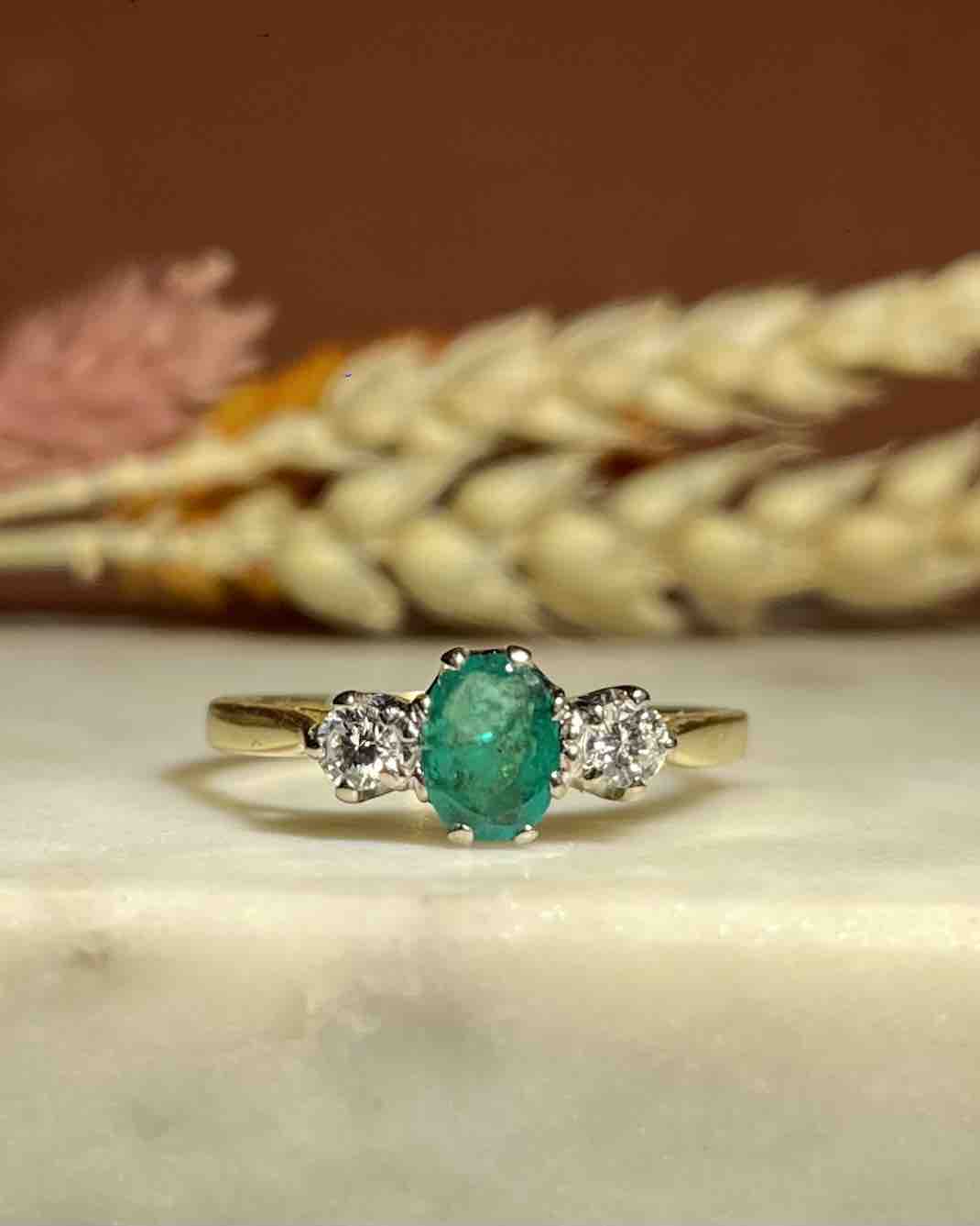 Bague Trilogie émeraude et Diamants "Salima" - Elliade Paris