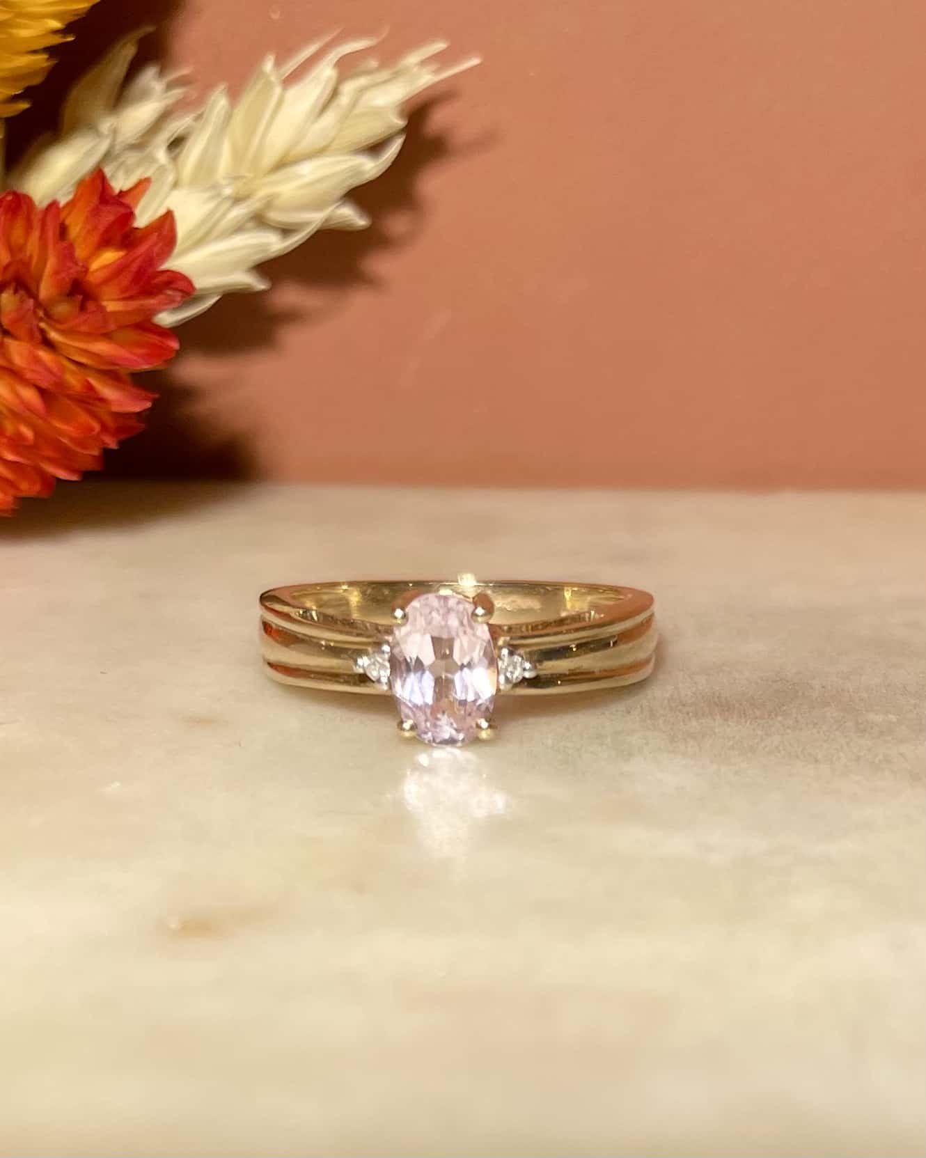 Bague Trilogie Kunzite & Diamants "Agnès" - Elliade Paris