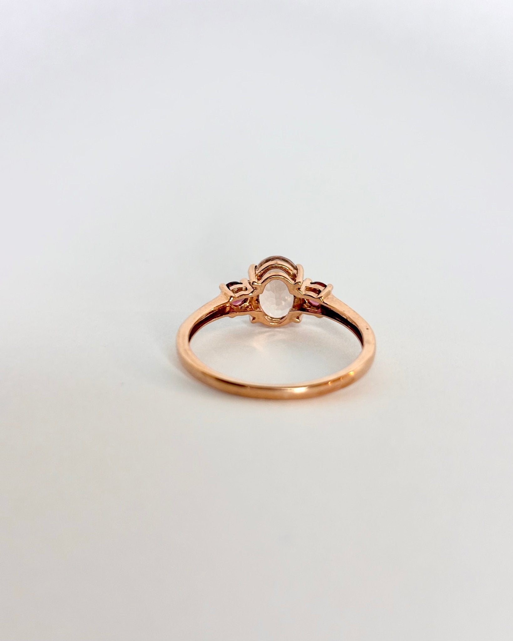 Bague Trilogie Morganite 1.45 ct & 2 Tourmalines Roses "Maïa" - Elliade Paris