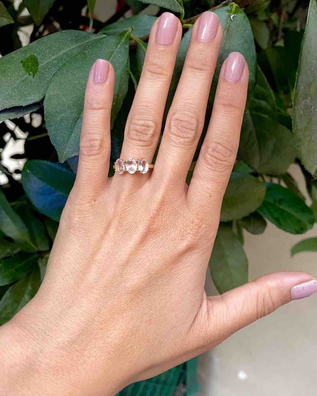 Bague Trilogie Morganites 1.80 carat "Faye" - Elliade Paris