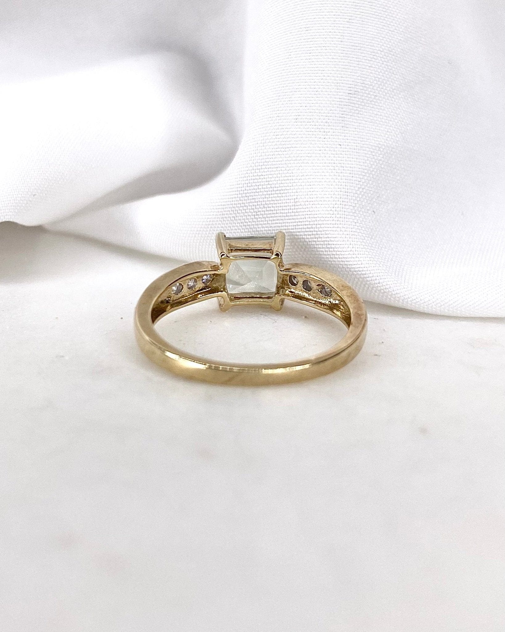 Bague Trilogie Quartz Prasiolite 1.20 carat & Diamants "Ava" - Elliade Paris