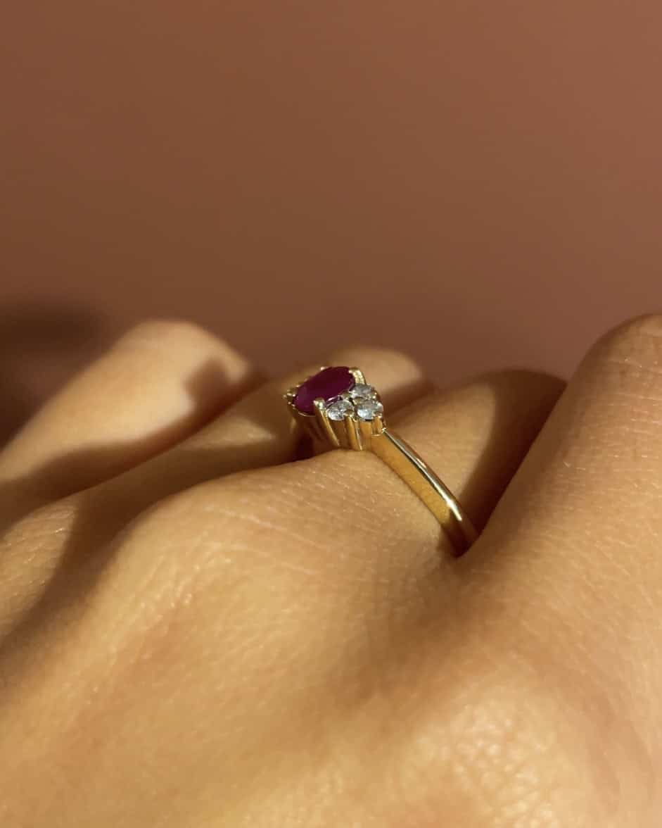 Bague Trilogie Rubis 0.35 Carat & Diamants "Inessa" - Elliade Paris