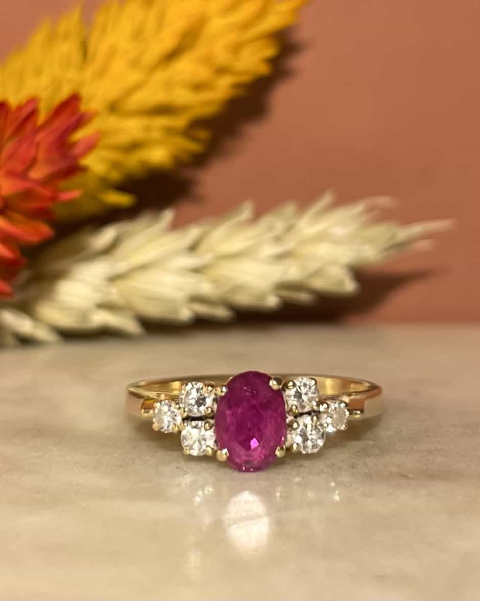 Bague Trilogie Rubis 1 carat & Diamants "Riviera" - Elliade Paris