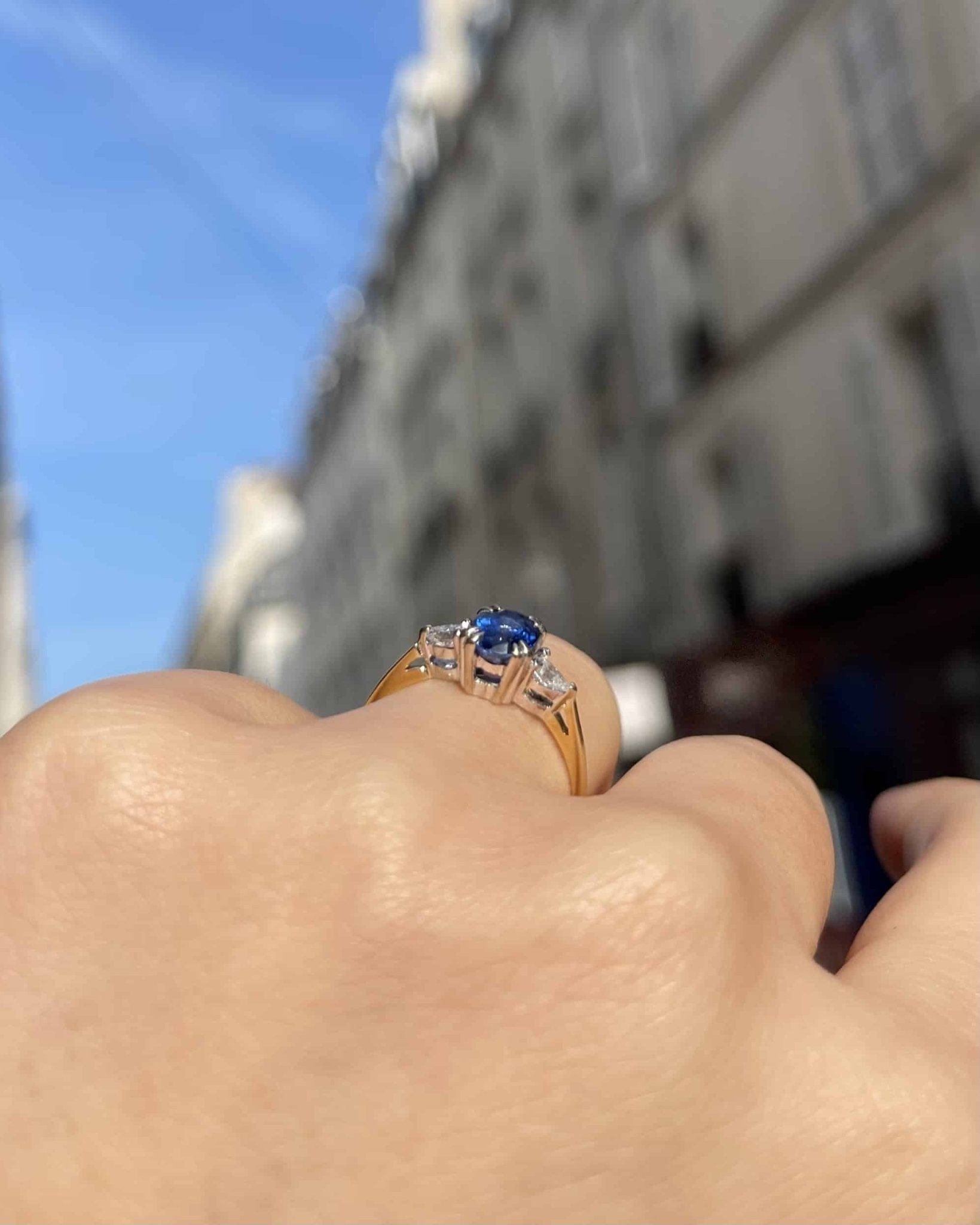 Bague Trilogie Saphir 1.10 carat & Diamants "Symphony" - Elliade Paris