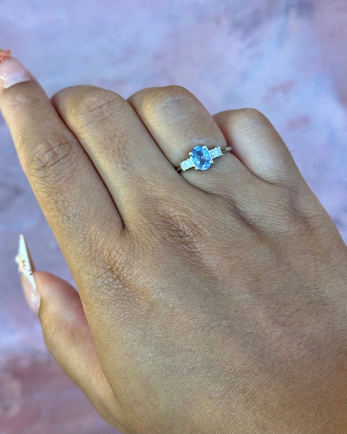 Bague Trilogie Saphir Cornflower 0.86 carat & Diamants "Prisca" - Elliade Paris