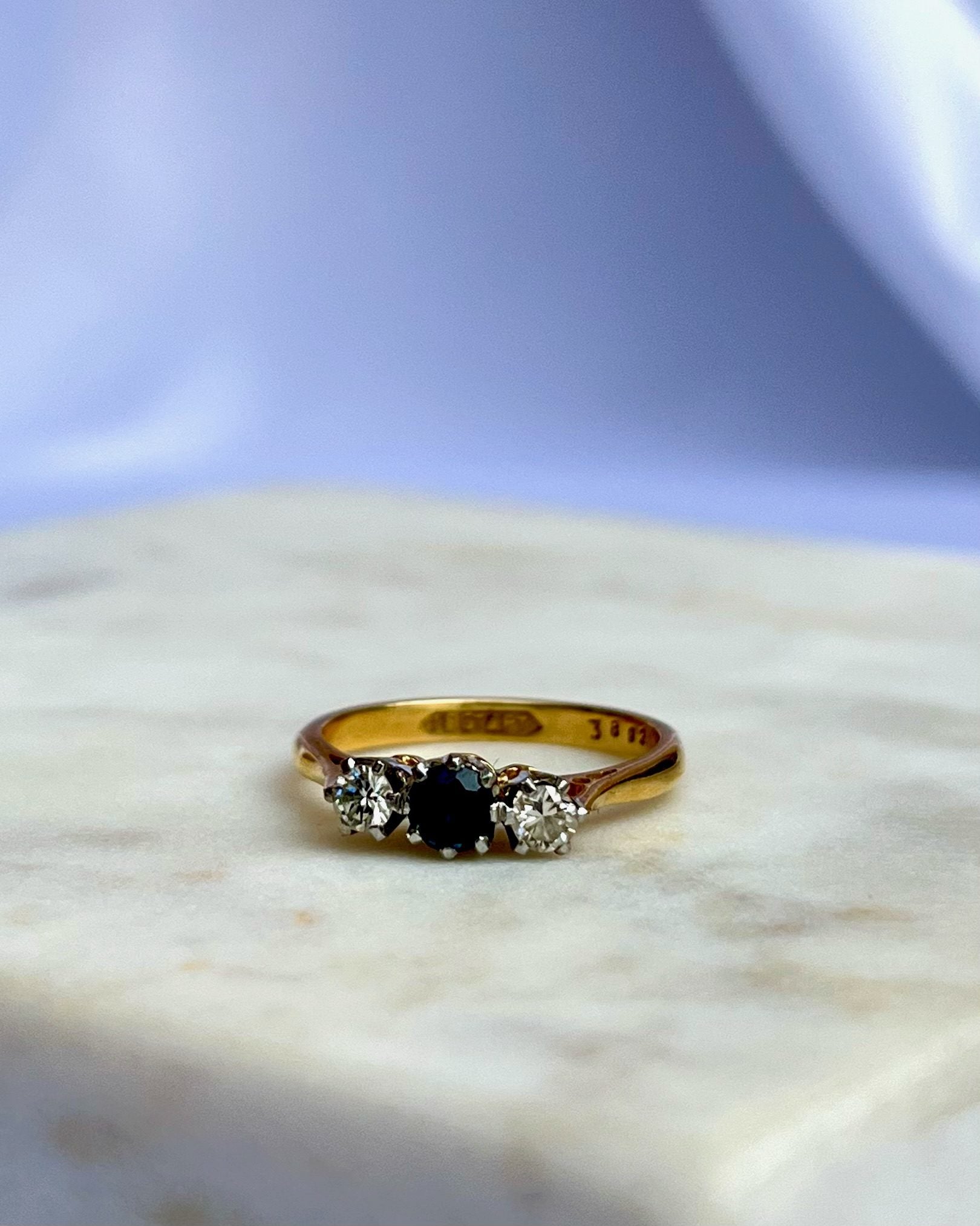 Bague trilogie saphir et diamant "Livia" - Elliade Paris