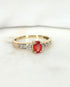 Bague Trilogie Saphir Orange Érable 0.70 carat & Diamants "Joyce" - Elliade Paris