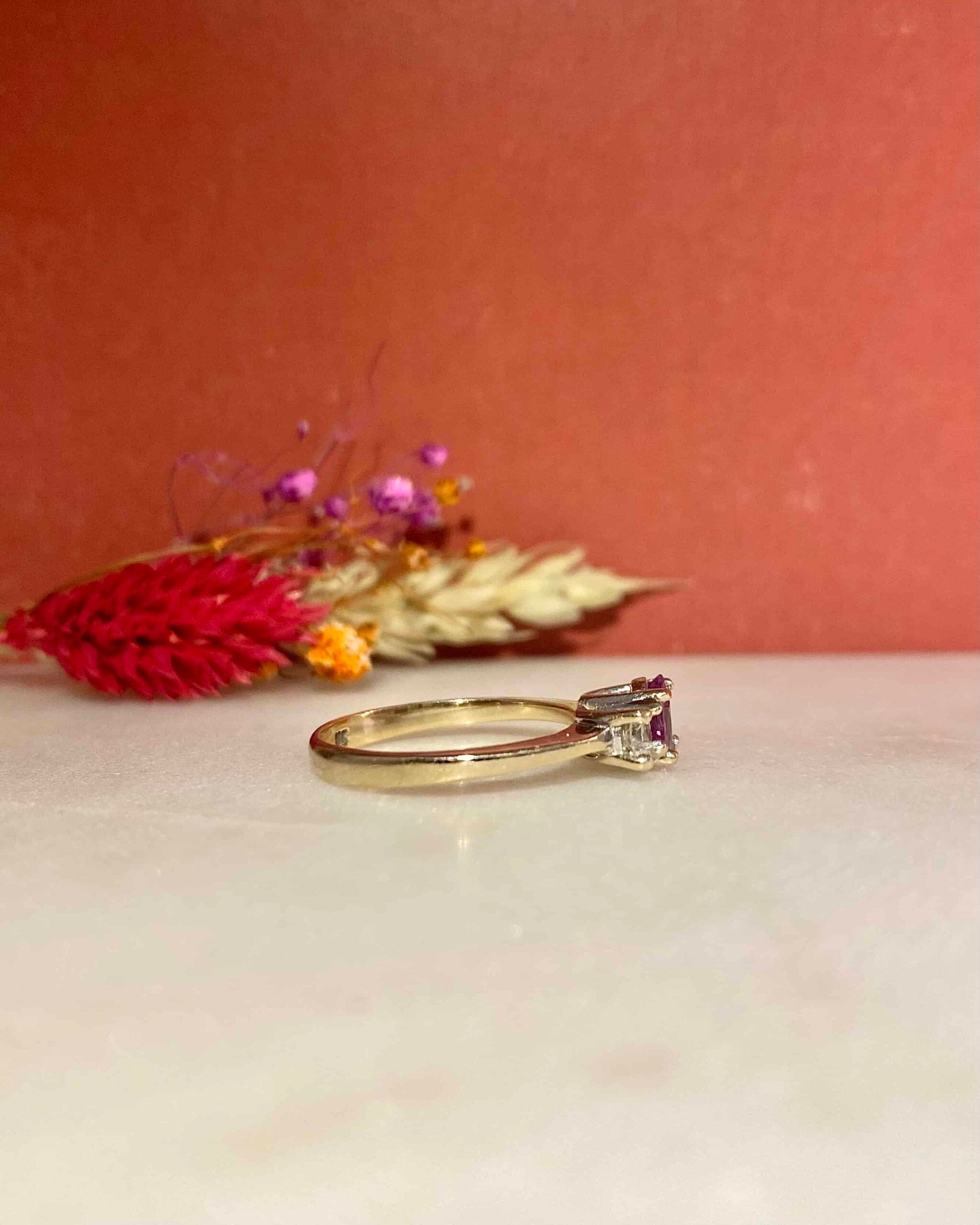 Bague Trilogie Saphir Rose 0.44 carat & Diamants "Ambre"