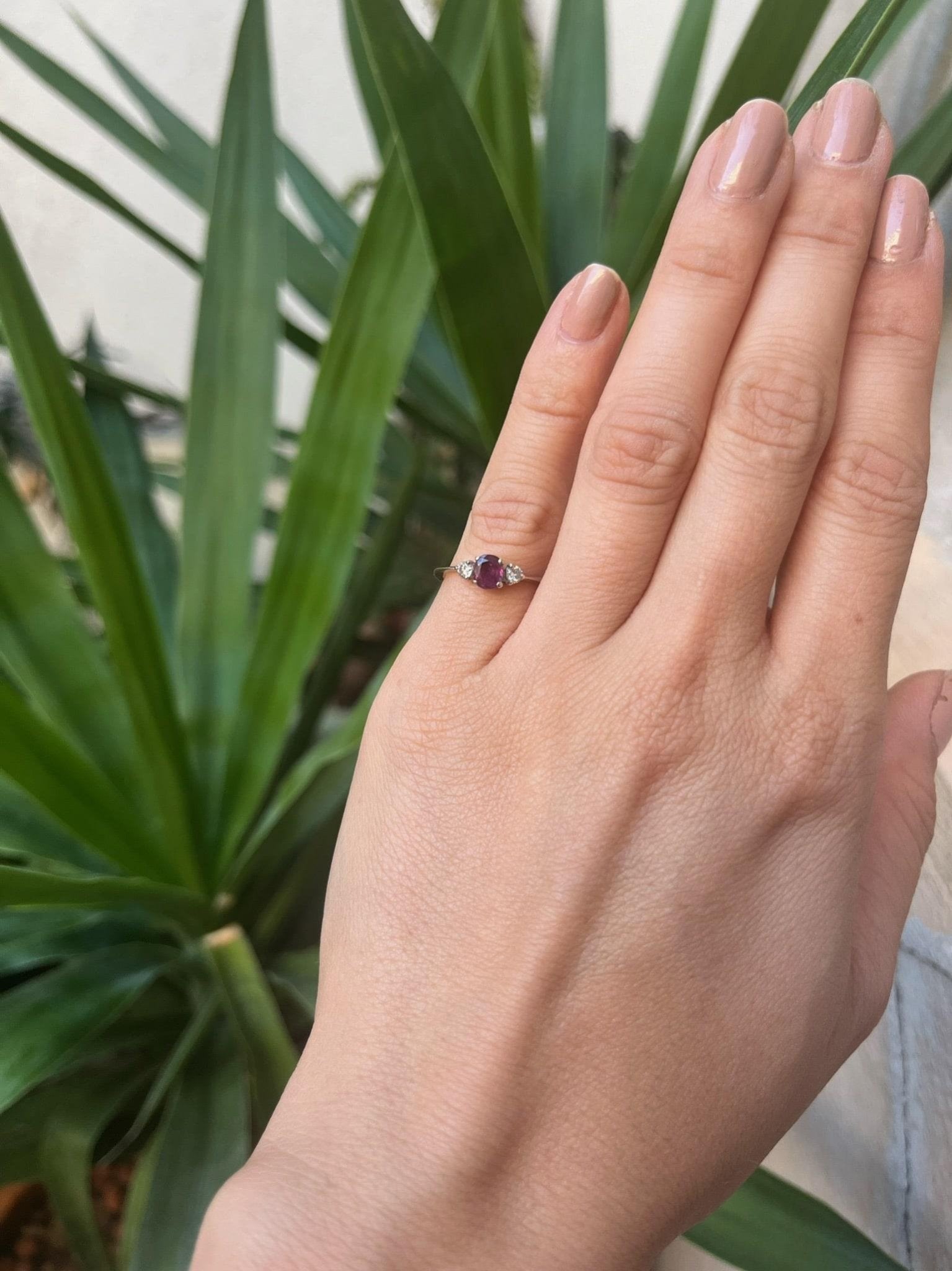 Bague trilogie Saphir Rose et Diamants "Selma" - Elliade Paris