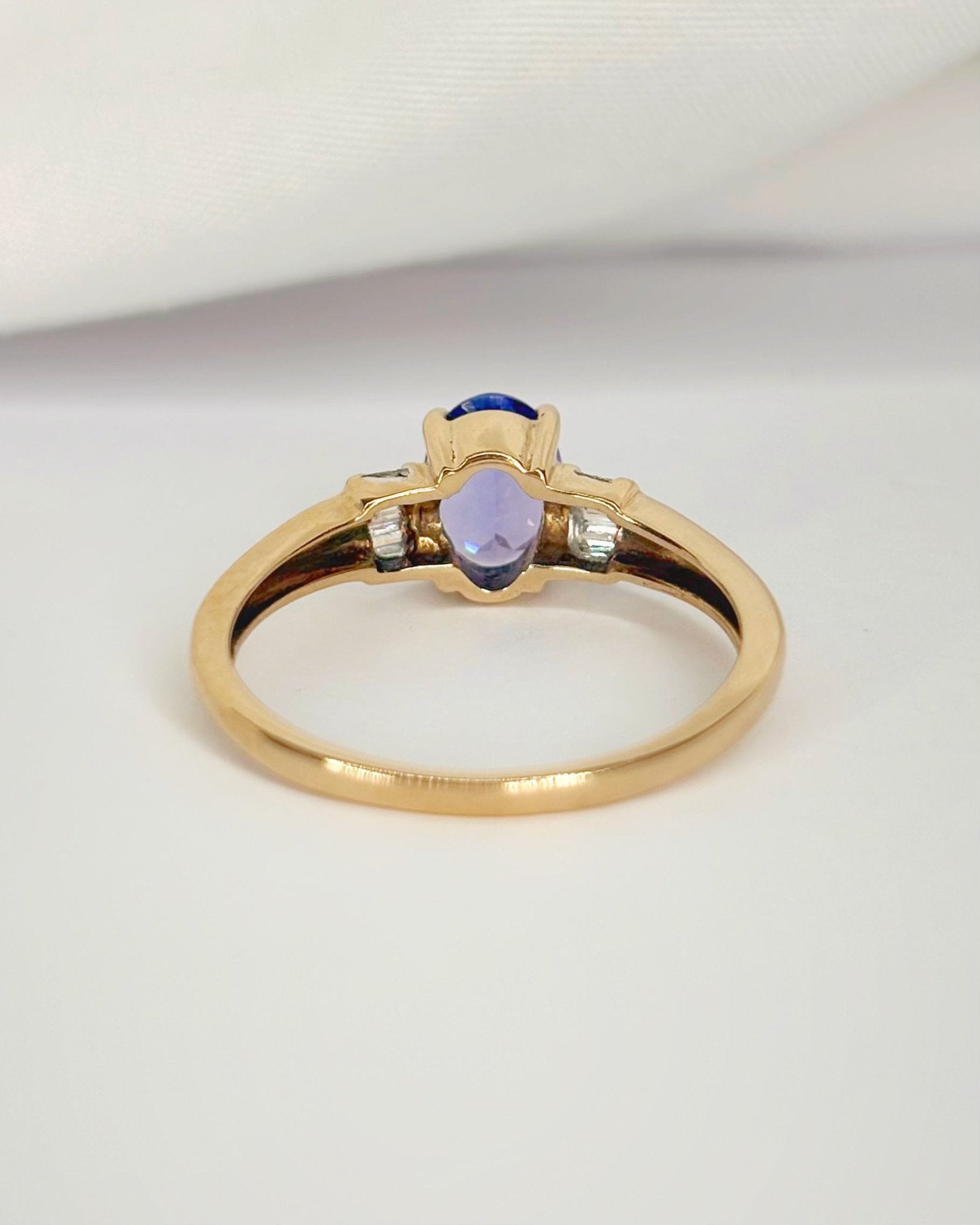 Bague Trilogie Tanzanite 0.85 carat & Diamants "Amélia" - Elliade Paris