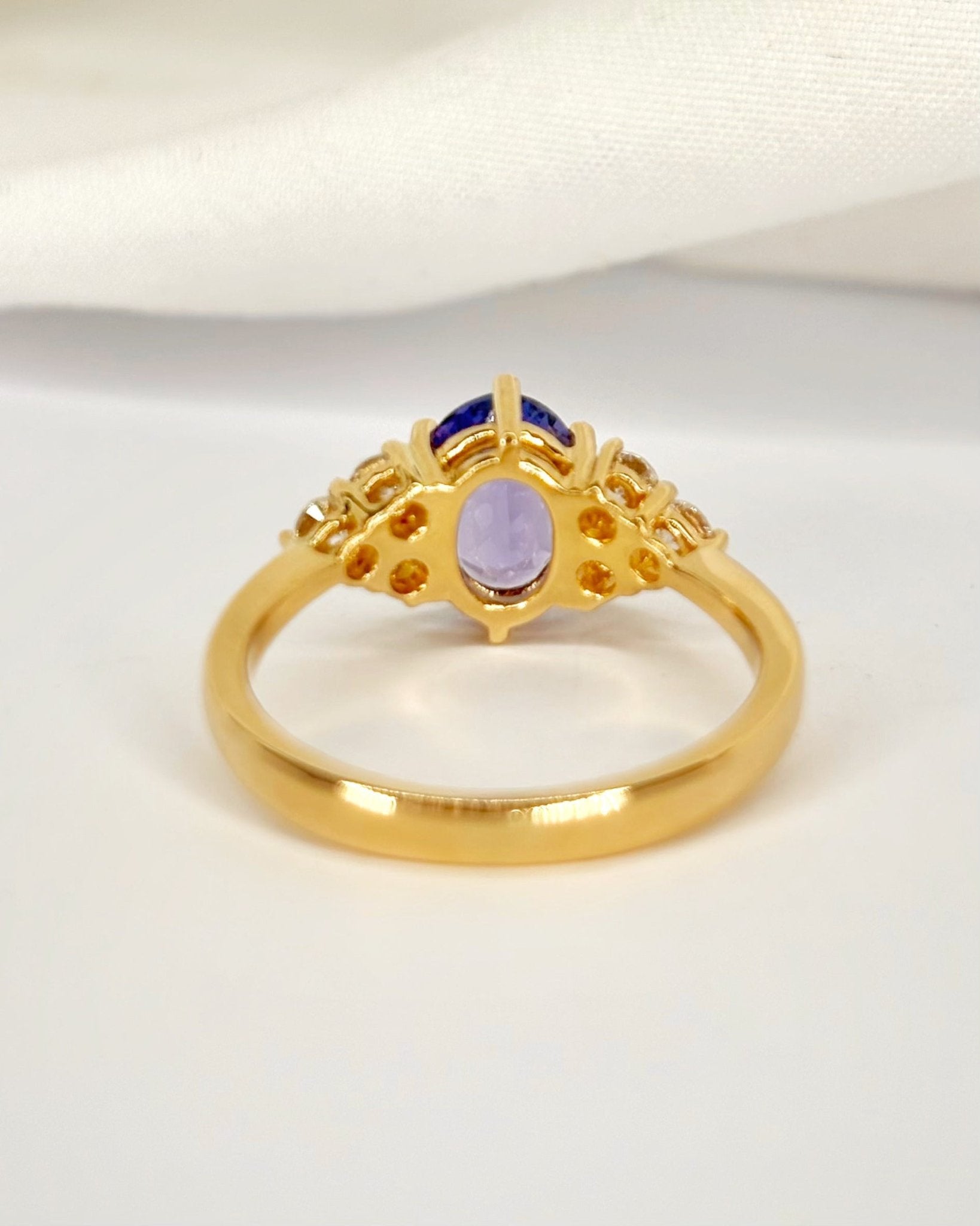 Bague Trilogie Tanzanite 1.35 carat & Diamants 0.36 carat "Appoline" - Elliade Paris