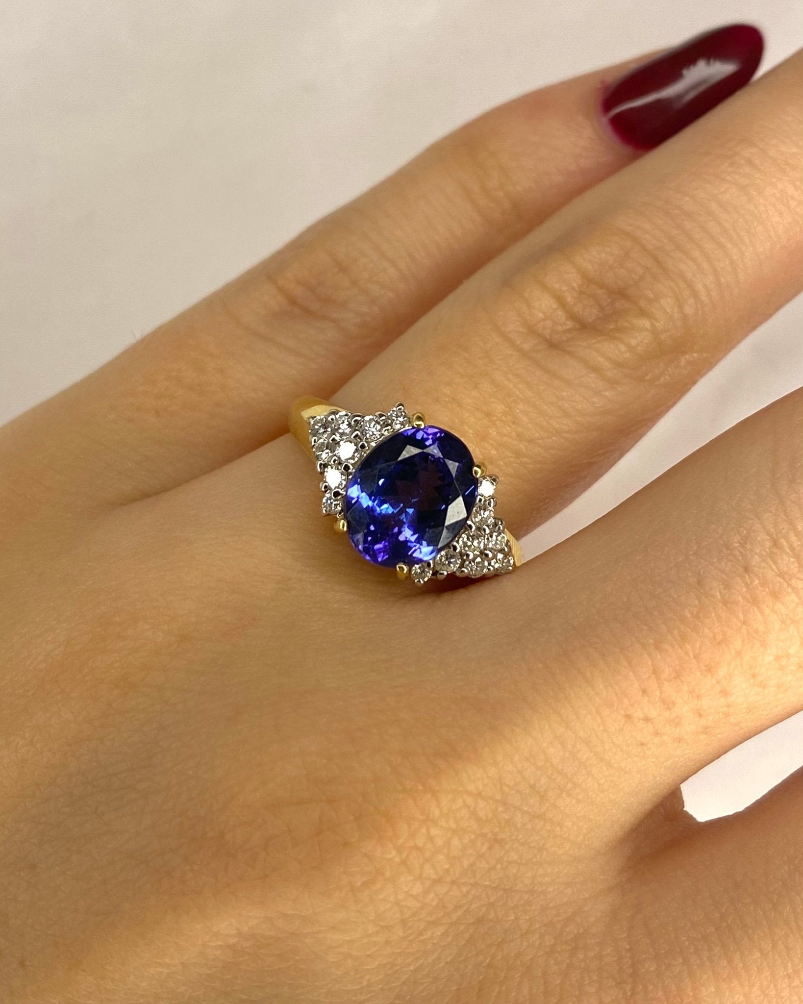 Bague Trilogie Tanzanite 2.60 carat & Diamants 0.32 carat "Mélina" - Elliade Paris