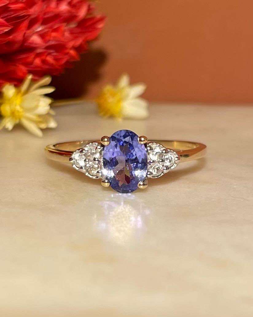 Bague Trilogie Tanzanite & Diamants "Audrey" - Elliade Paris