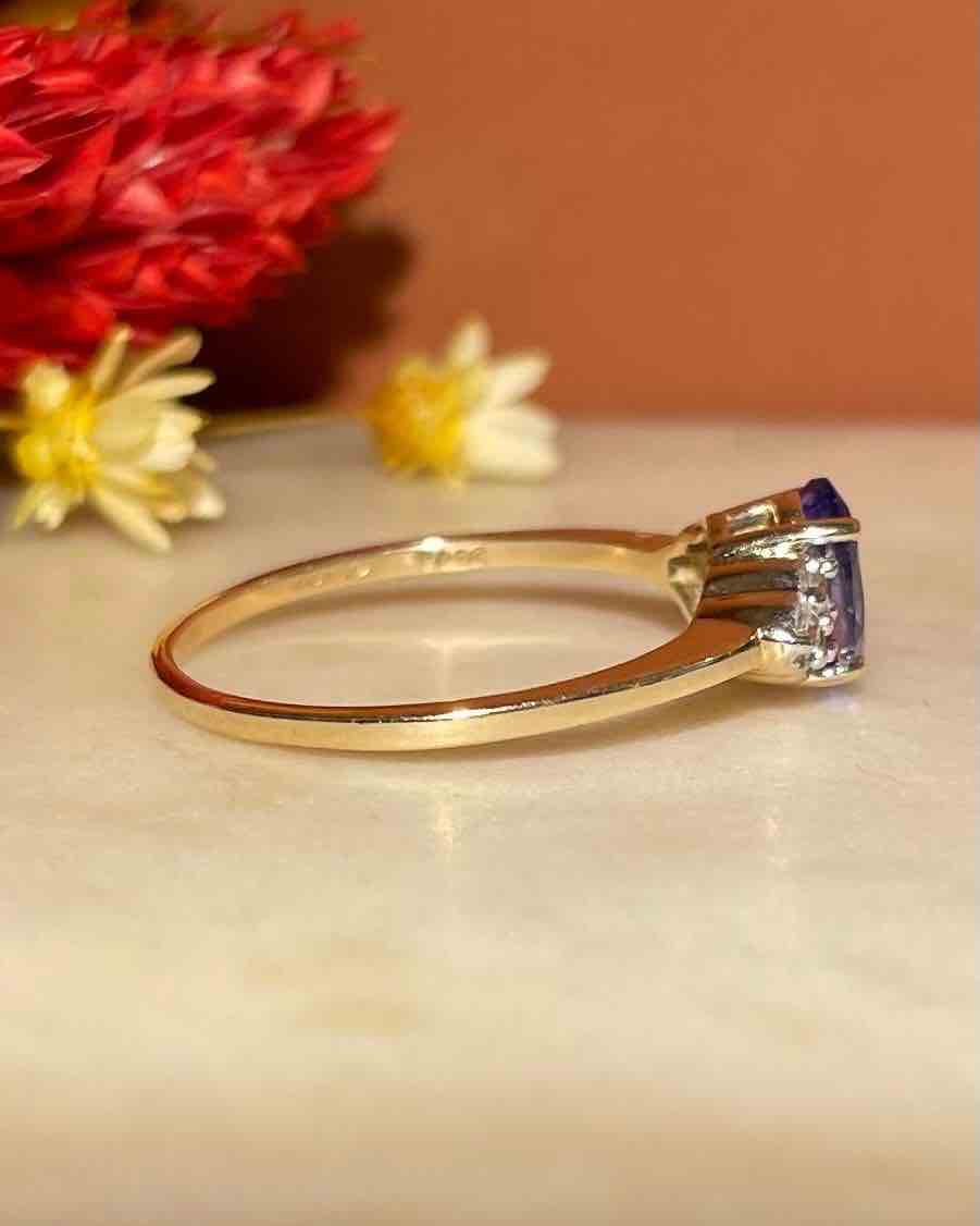 Bague Trilogie Tanzanite & Diamants "Audrey" - Elliade Paris