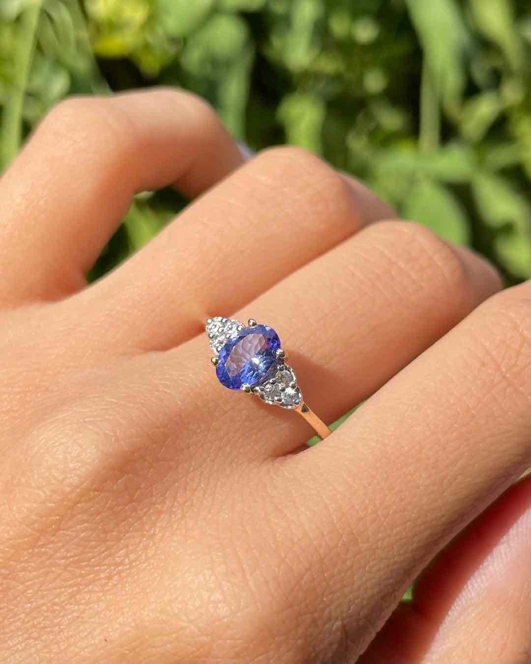 Bague Trilogie Tanzanite & Diamants "Audrey" - Elliade Paris