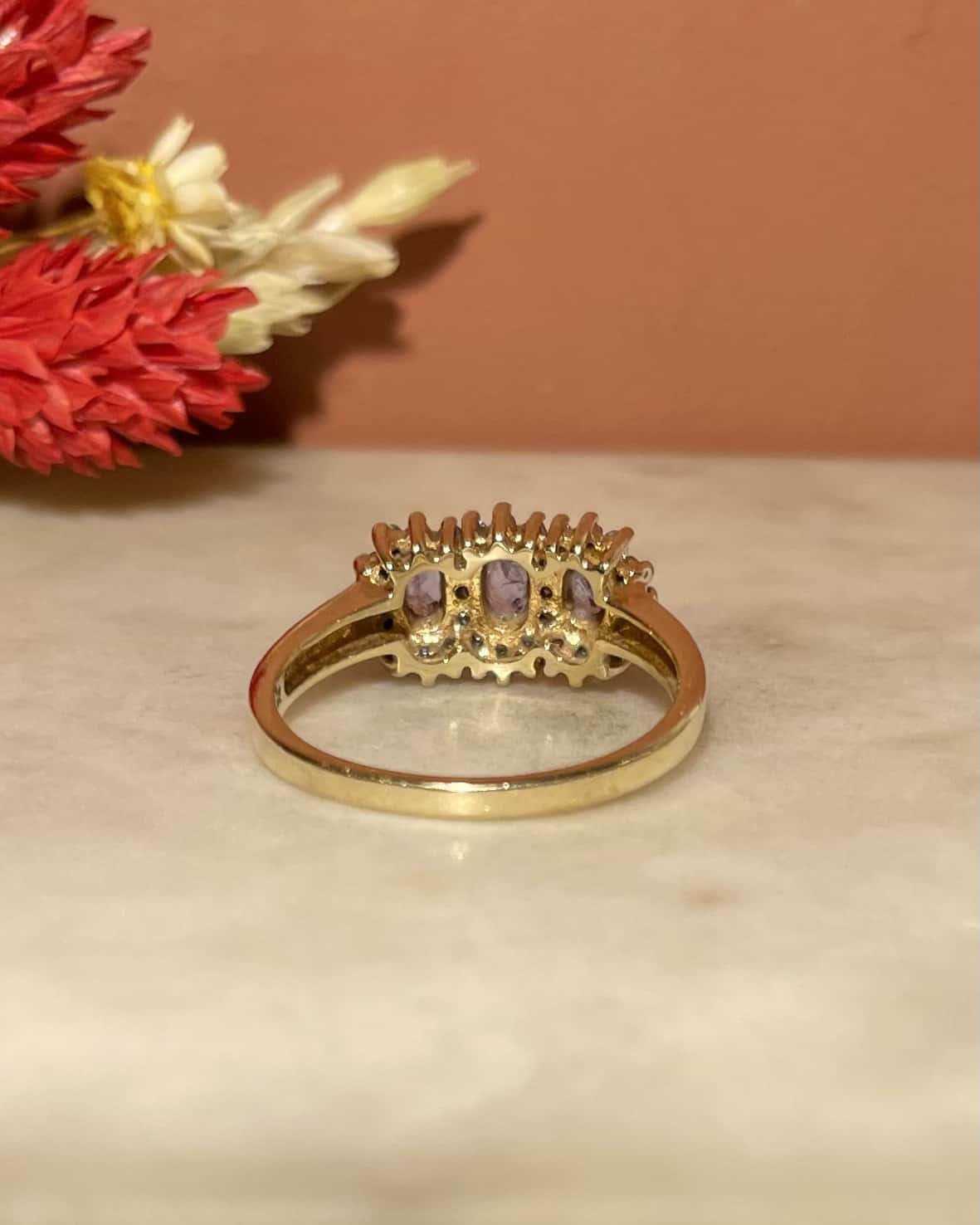 Bague trilogie Tanzanites & 30 Diamants "Albanne" - Elliade Paris