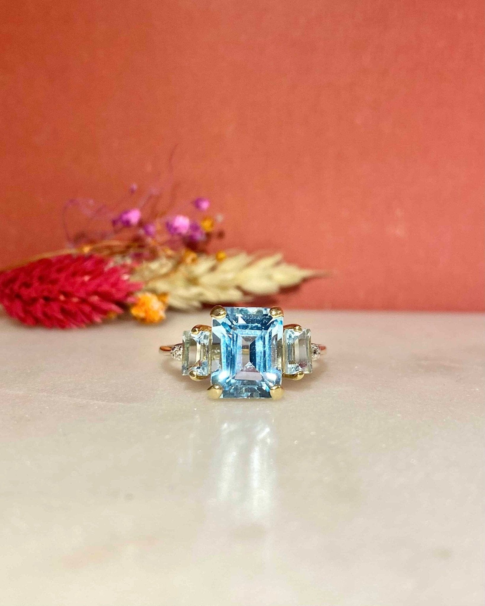 Bague Trilogie Topazes 5.66 Carats & Diamants "Françoise" - Elliade Paris