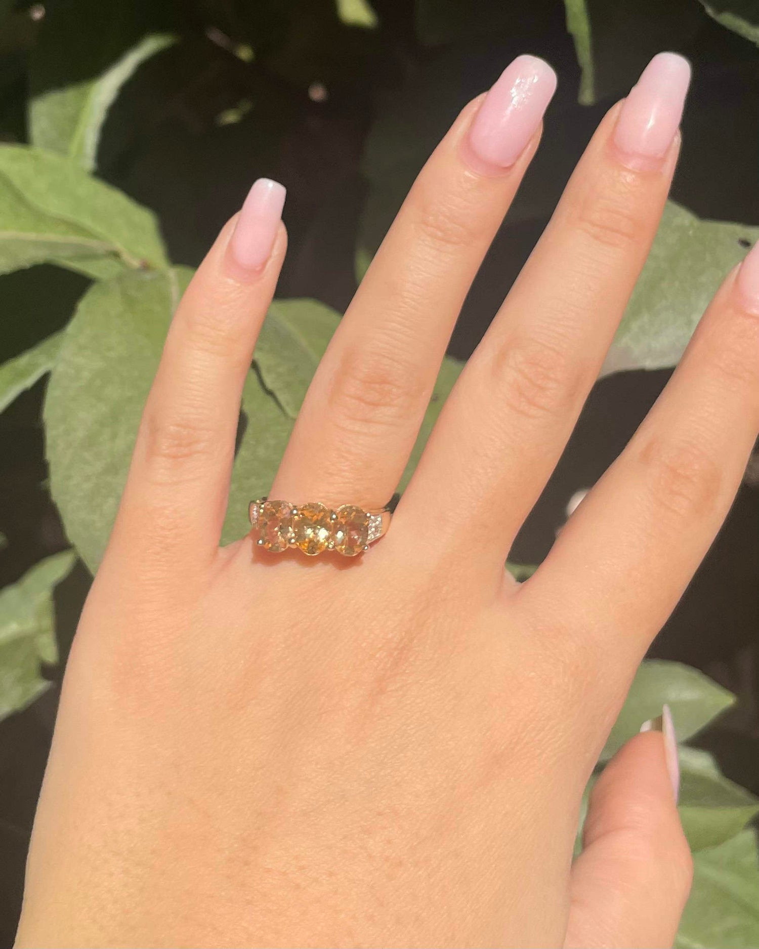 Bague Trilogie Topazes Jaunes 3 carats & Diamants "Jocelynne" - Elliade Paris