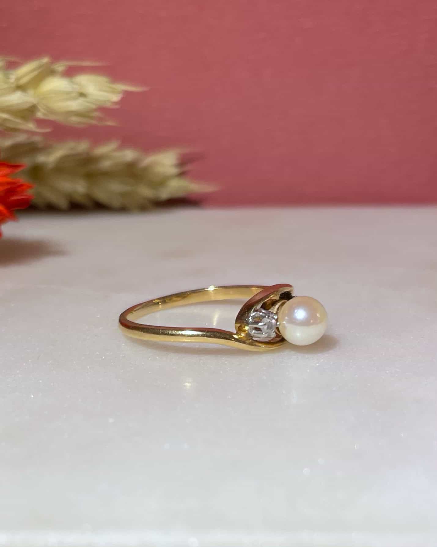 Bague Trilogie Tourbillon Perle et Diamants "Dalia" - Elliade Paris