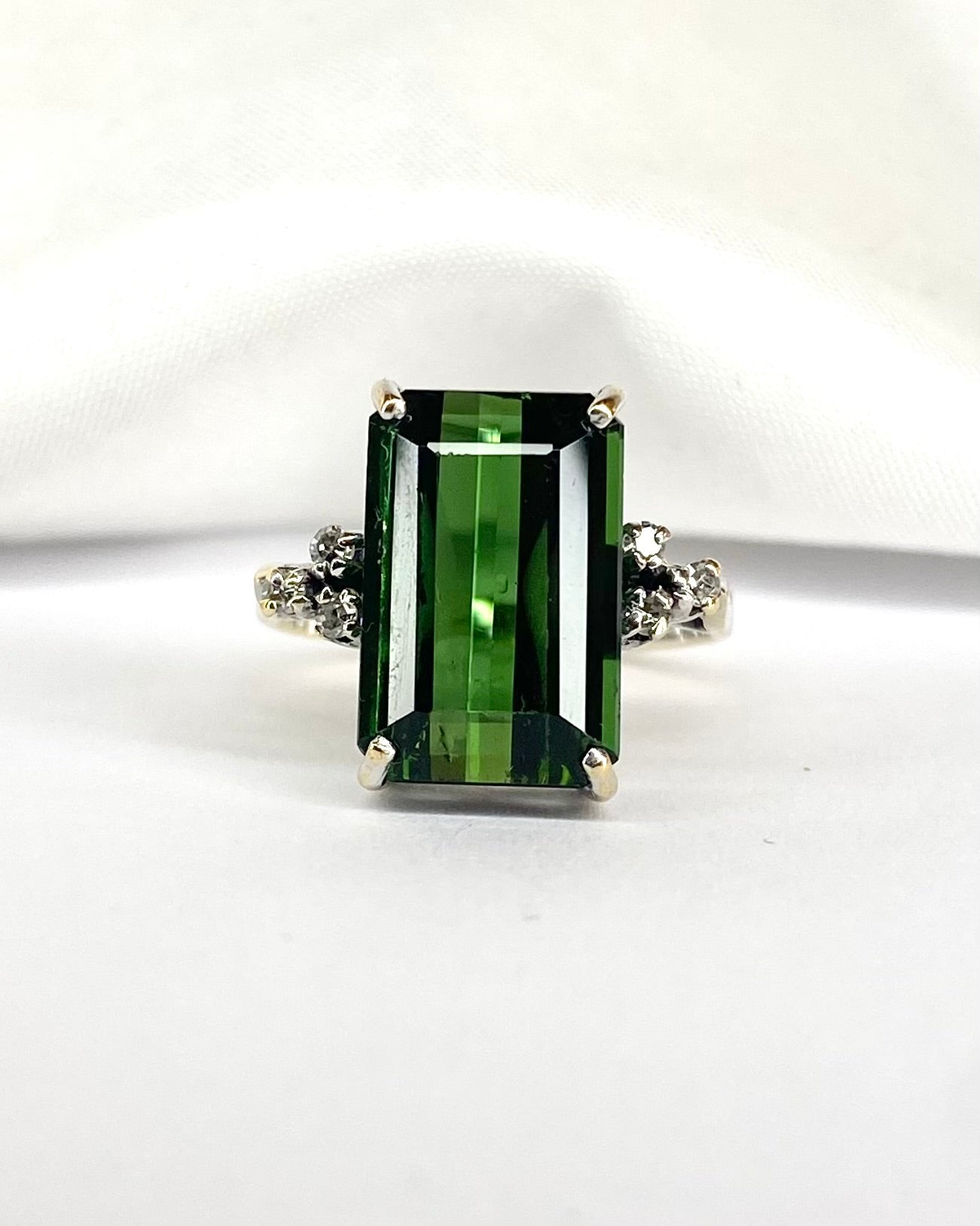 Bague Trilogie Tourmaline 6.20 carats & 6 Diamants "Aude" - Elliade Paris