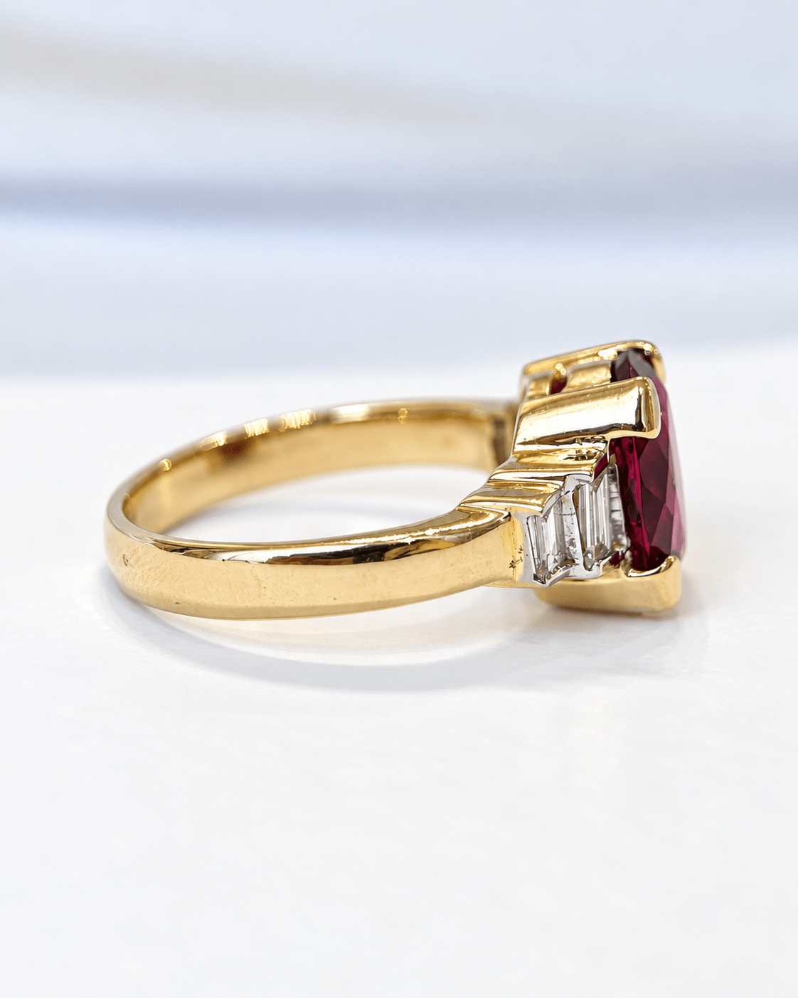 Bague Trilogie Tourmaline Rubellite 3.52 carats & Diamants 0.50 carat 5,28g "Pavelle" - Elliade Paris