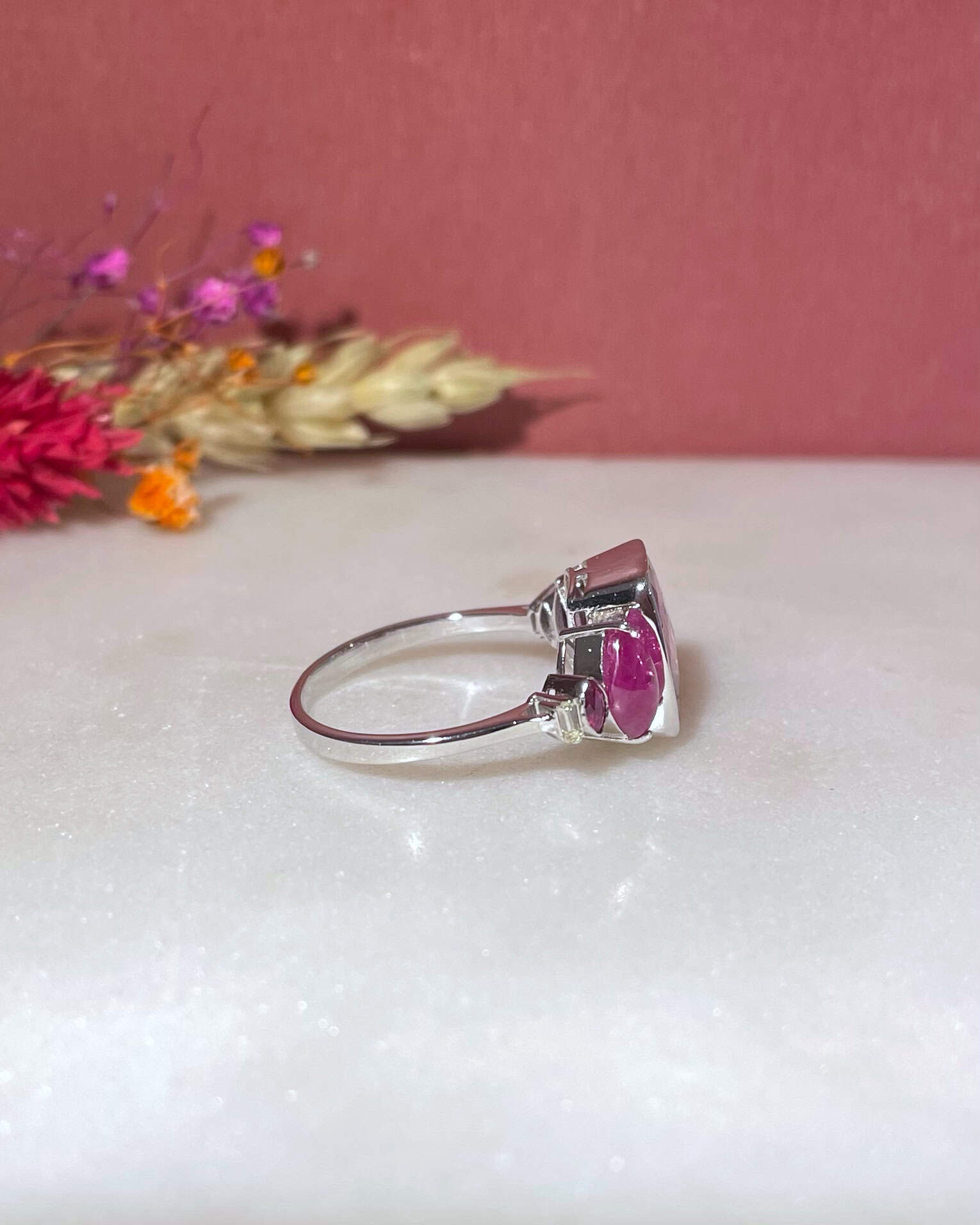 Bague Trilogie Tourmalines Roses 3.30 Carats et Diamants "Siréna" - Elliade Paris
