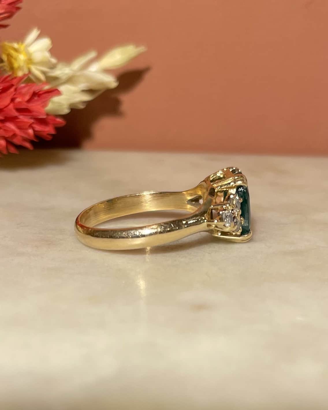 "Suzie" Emerald & Diamond Trilogy Ring