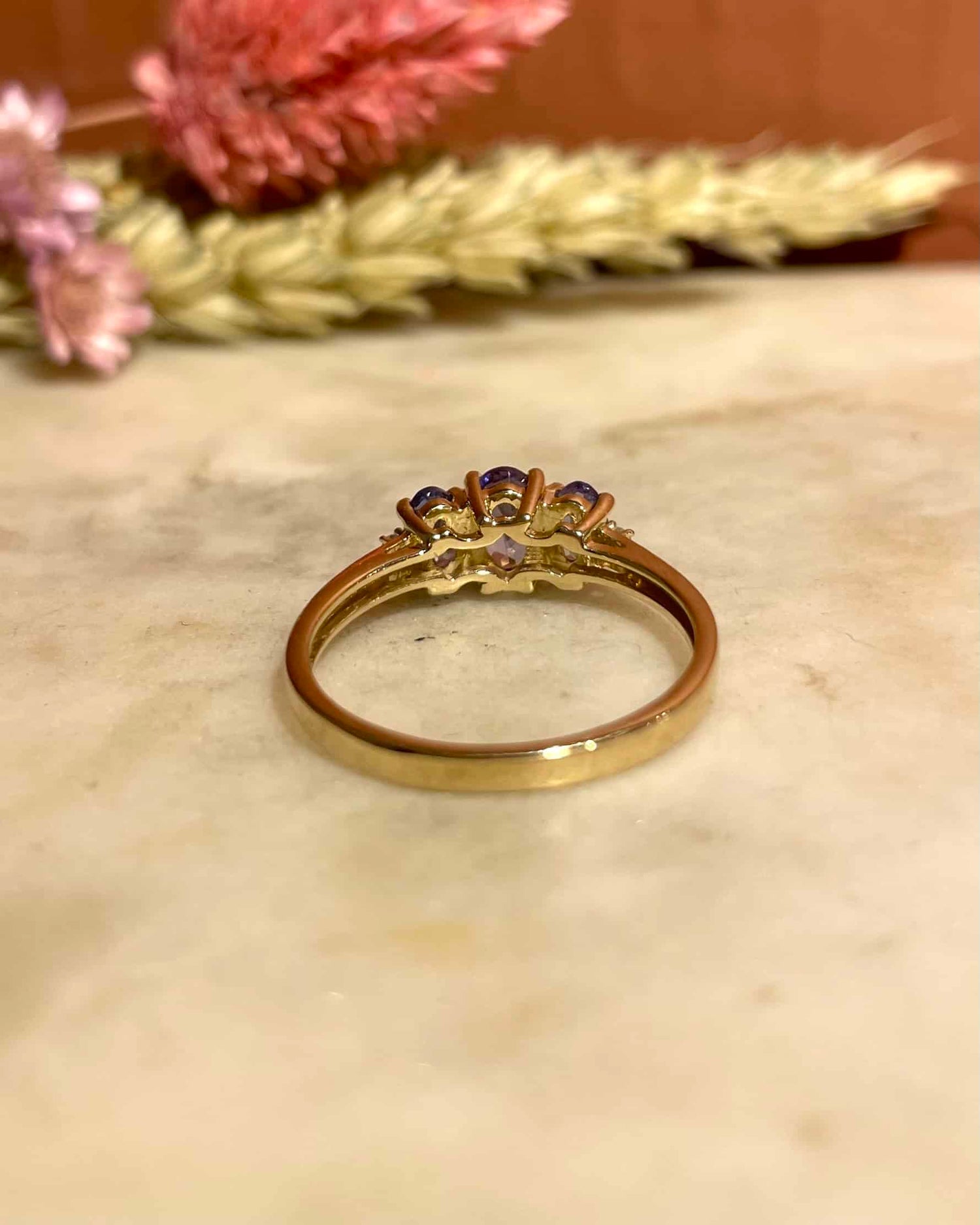 Bague Trilogie Tanzanites 1.20 carat et Diamants "Shaan"