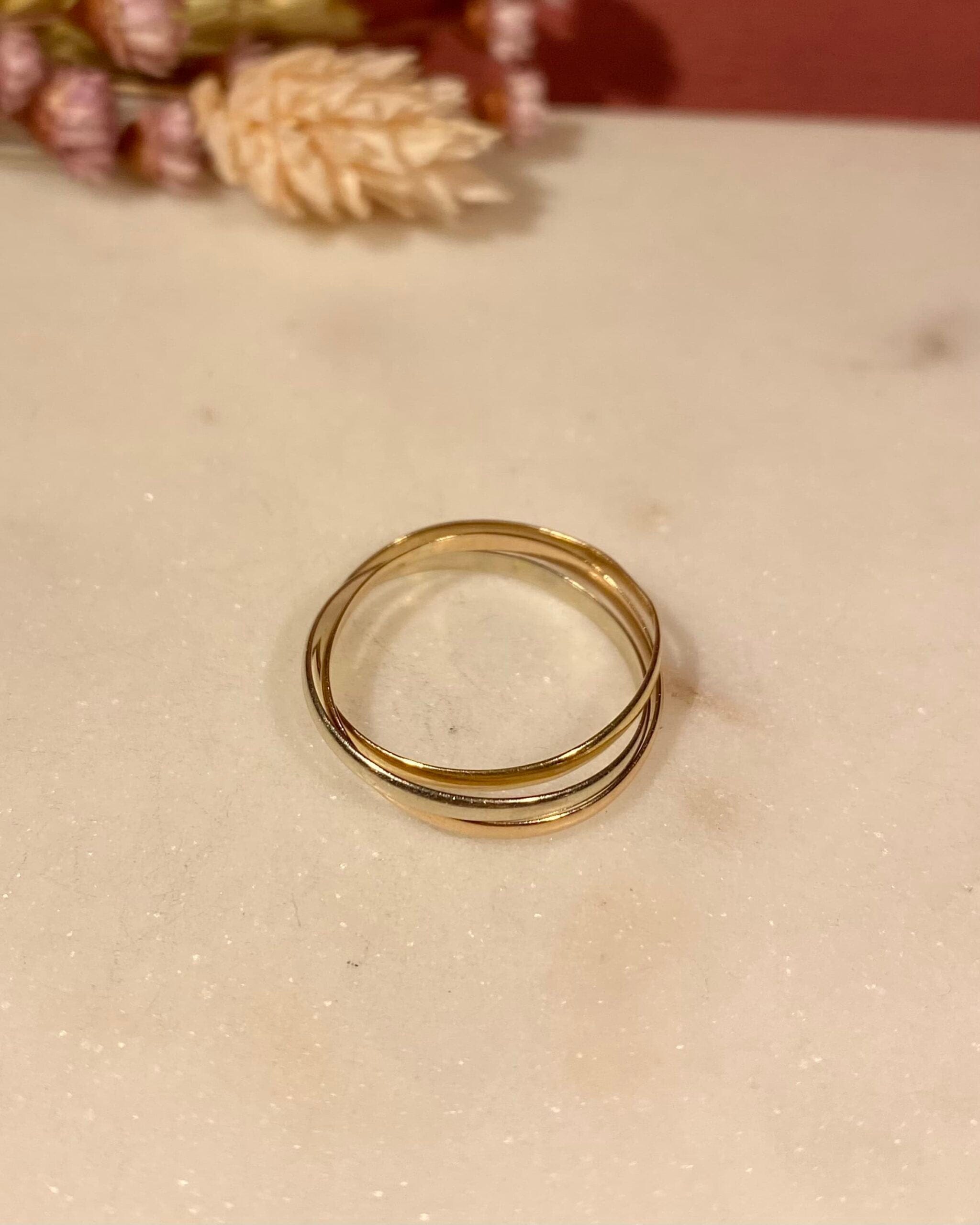 “Orianne” three-gold wedding band