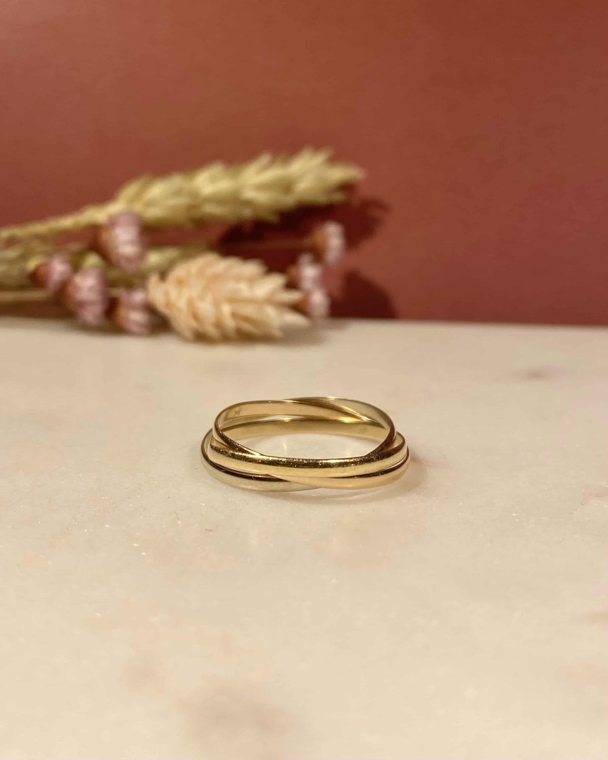 “Orianne” three-gold wedding band