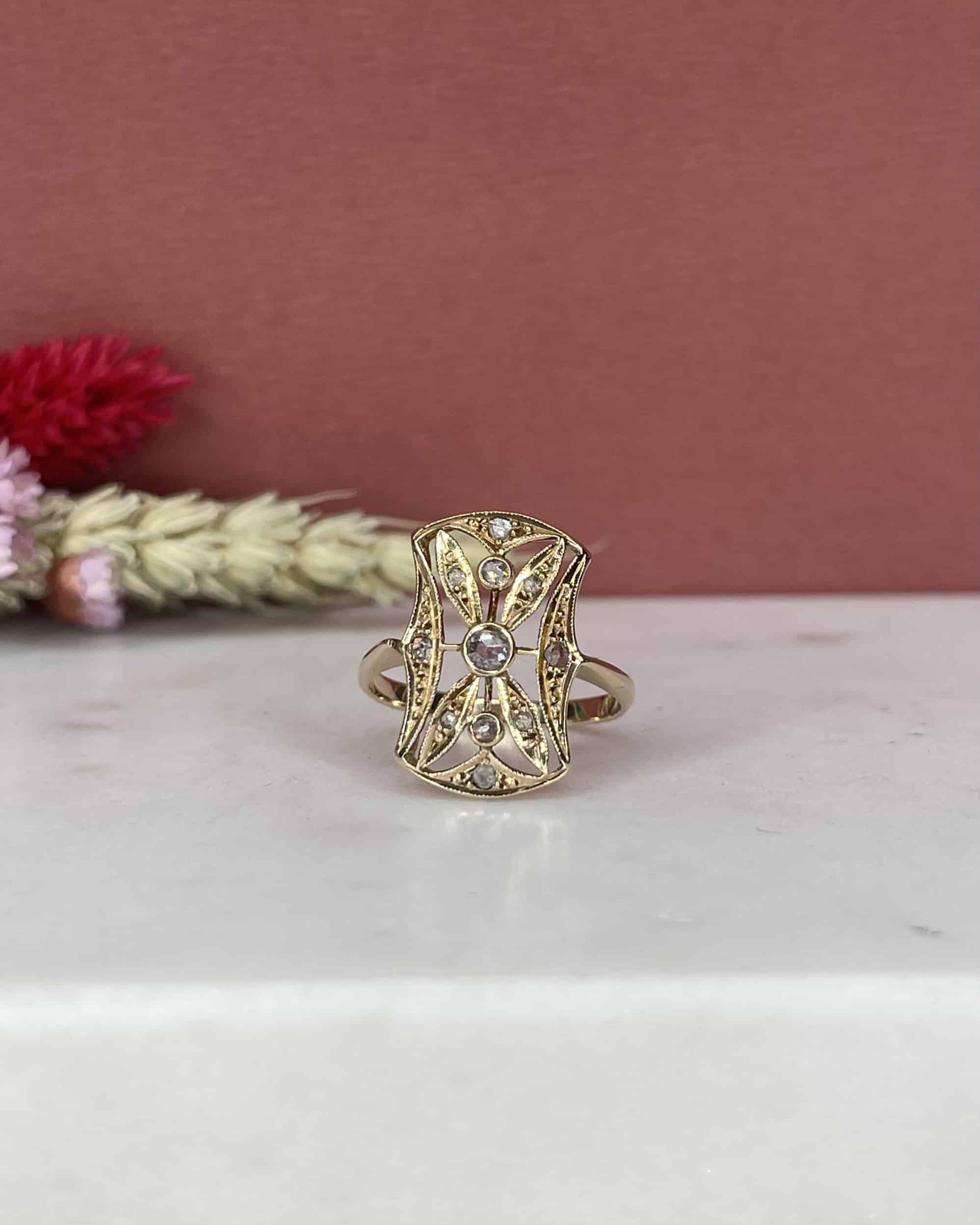 Bague Vintage Art-Déco Diamants "Aubrey" - Elliade Paris